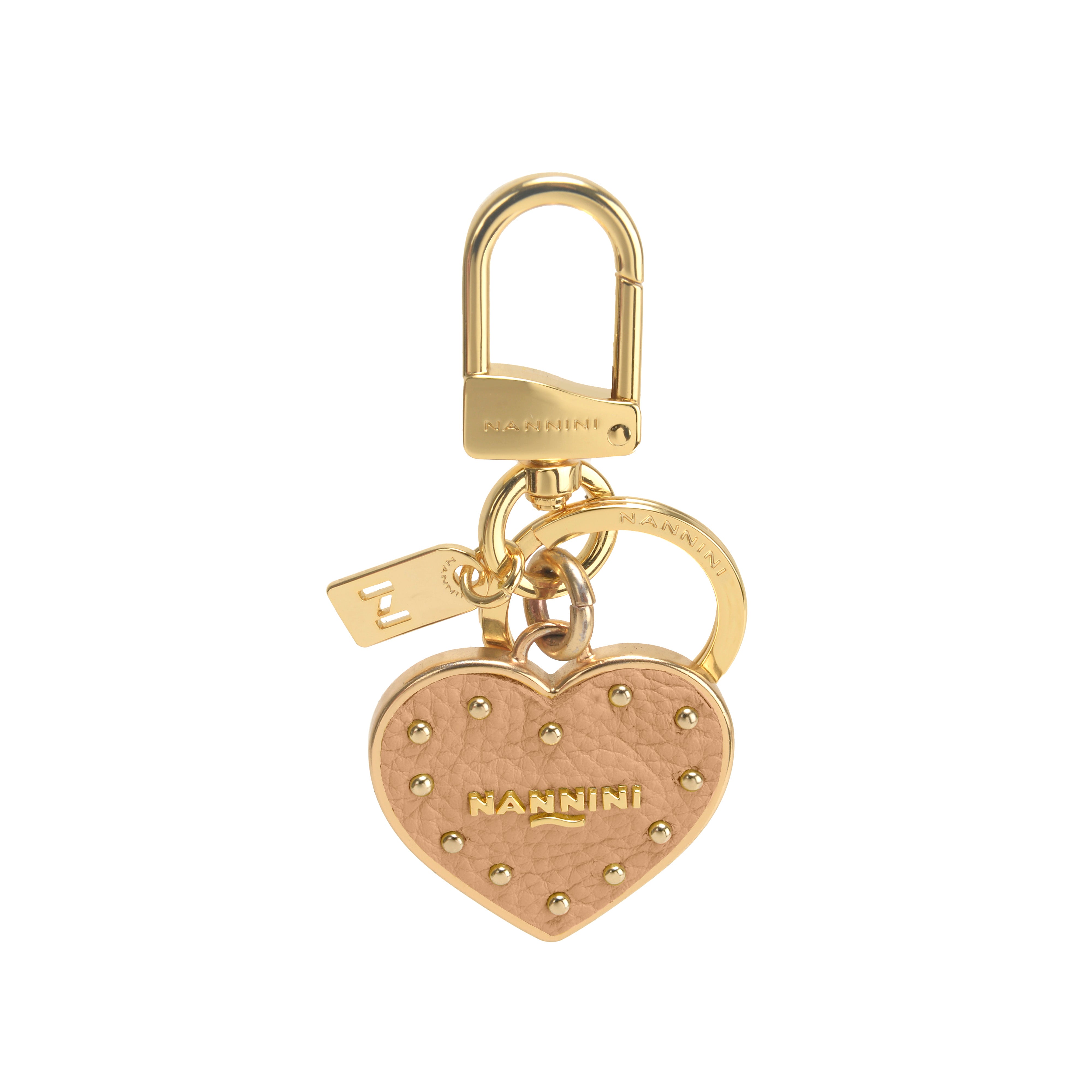 NANNINI Borsa a mano pelle martellata cammello gold hardware