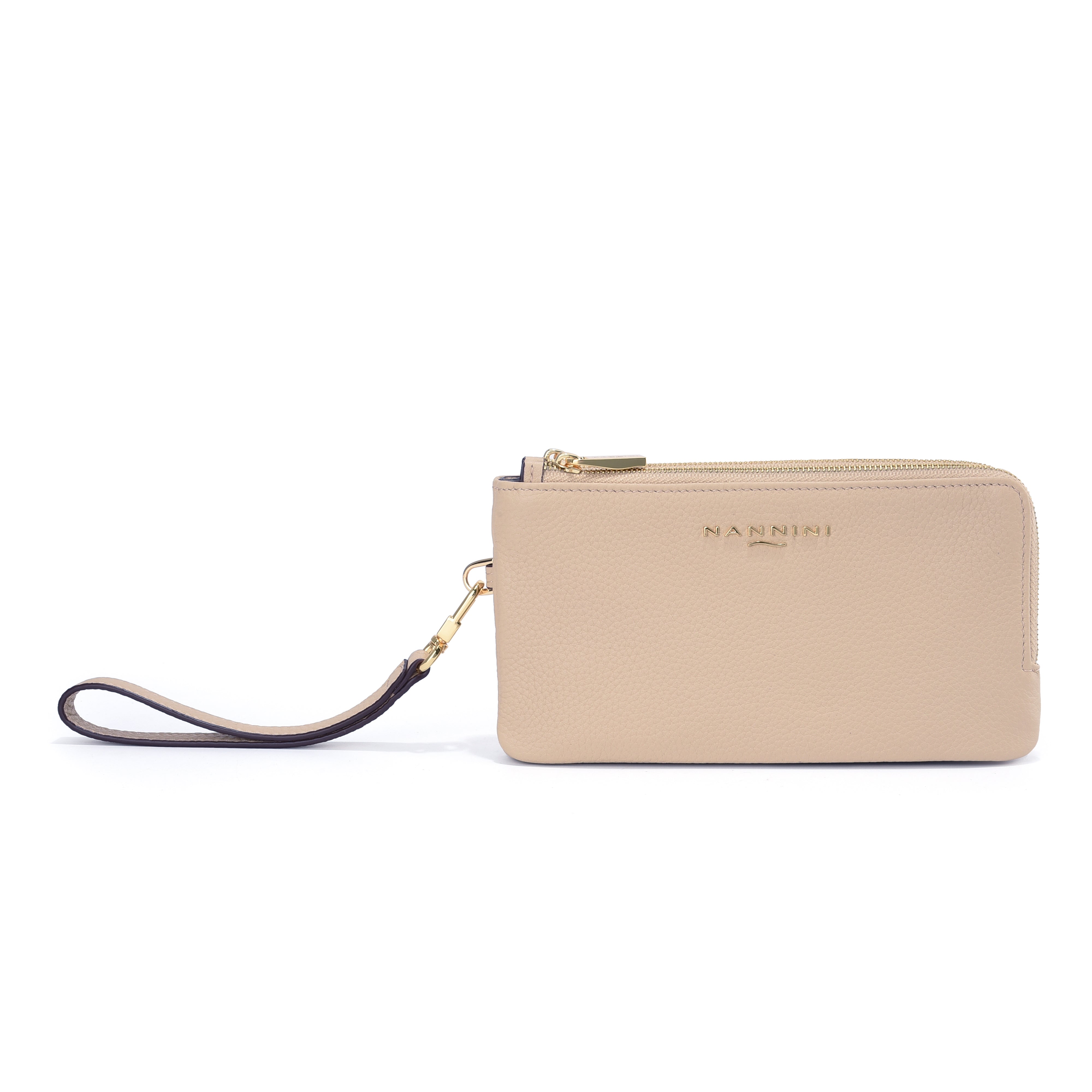 NANNINI borsa a spalla pelle martellata beige chiaro