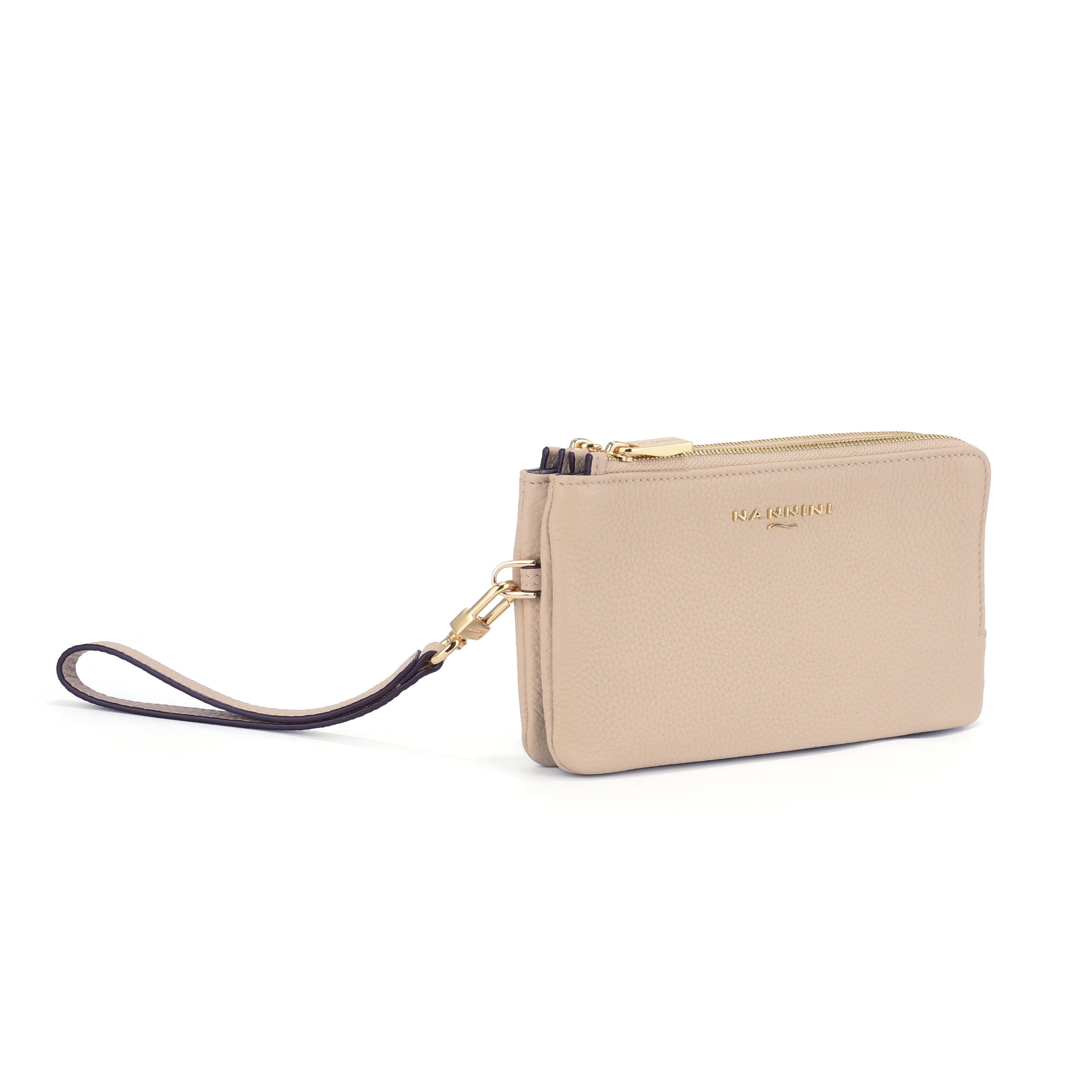 NANNINI bauletto donna pelle beige tracolla regolabile manici
