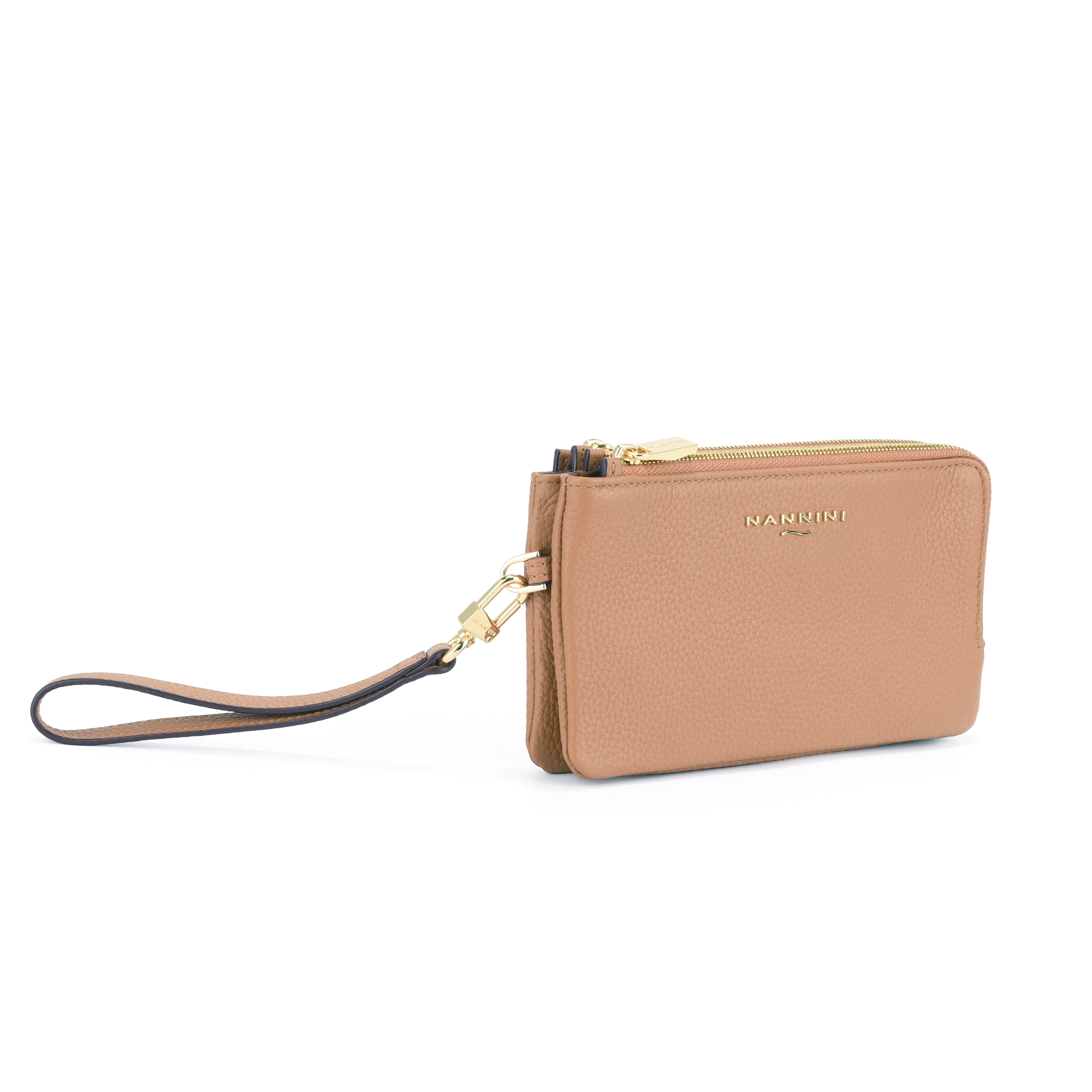 NANNINI borsa spalla donna pelle cammello martellata made italy