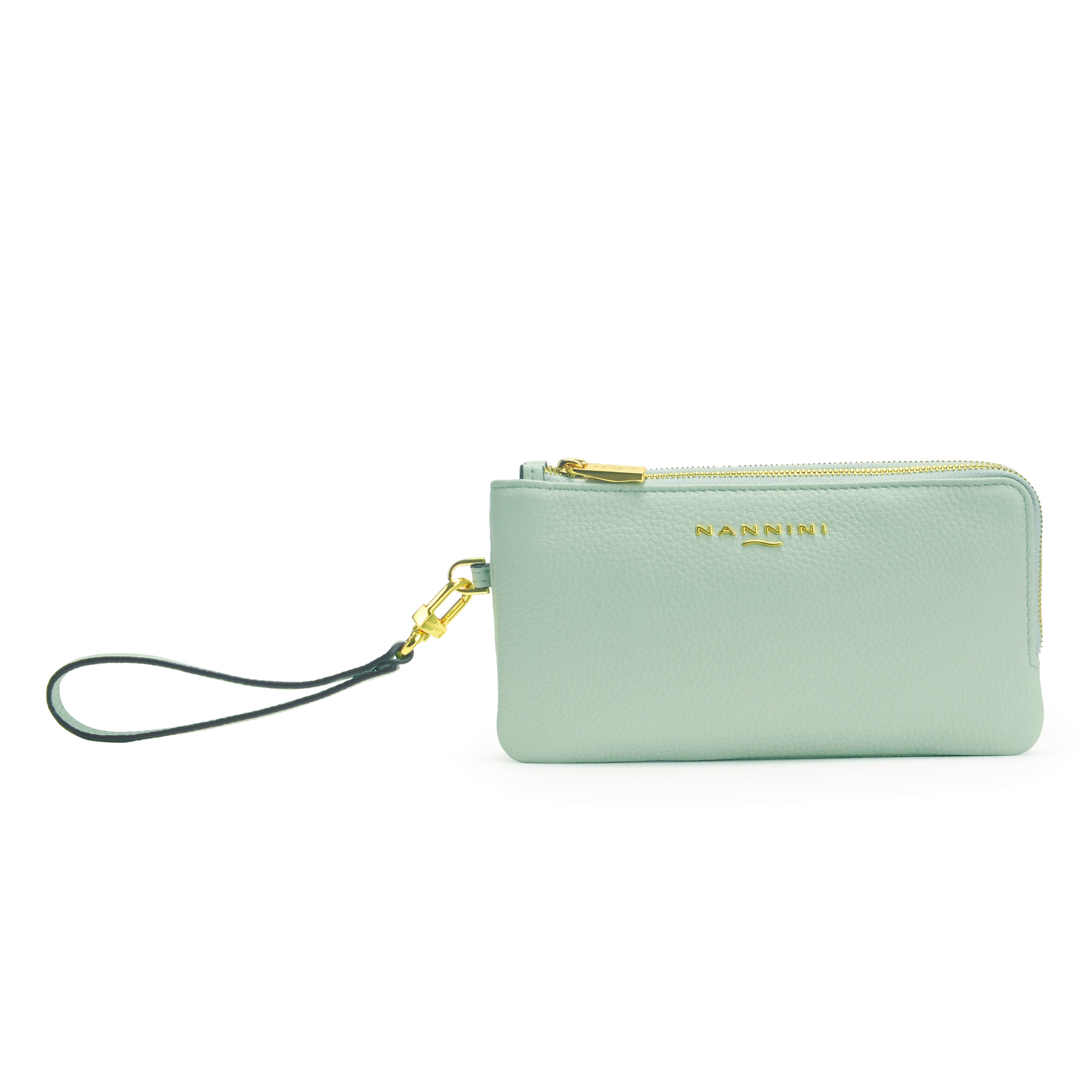 NANNINI borsa spalla donna pelle martellata salvia manico oro