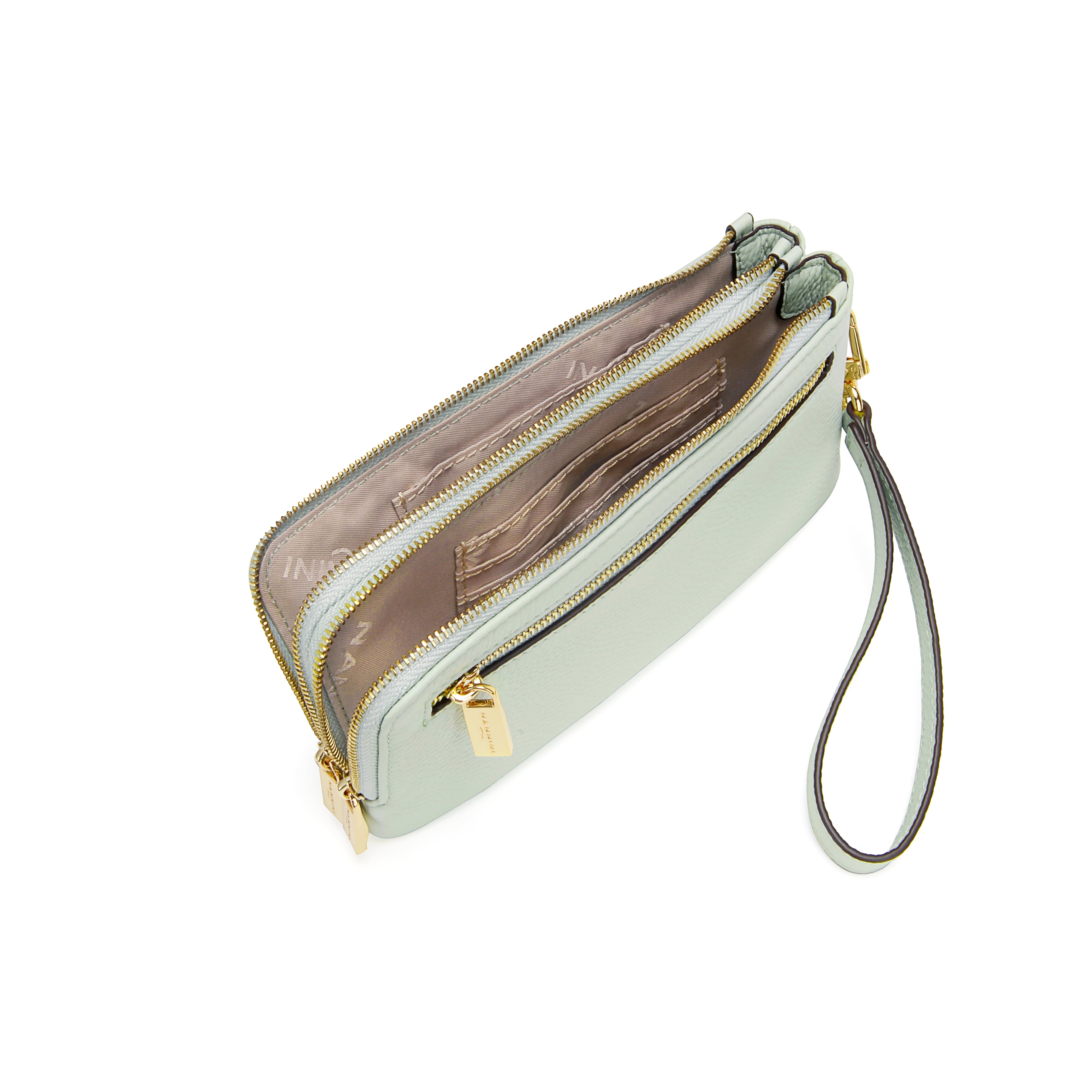 NANNINI borsa spalla donna pelle martellata salvia catena