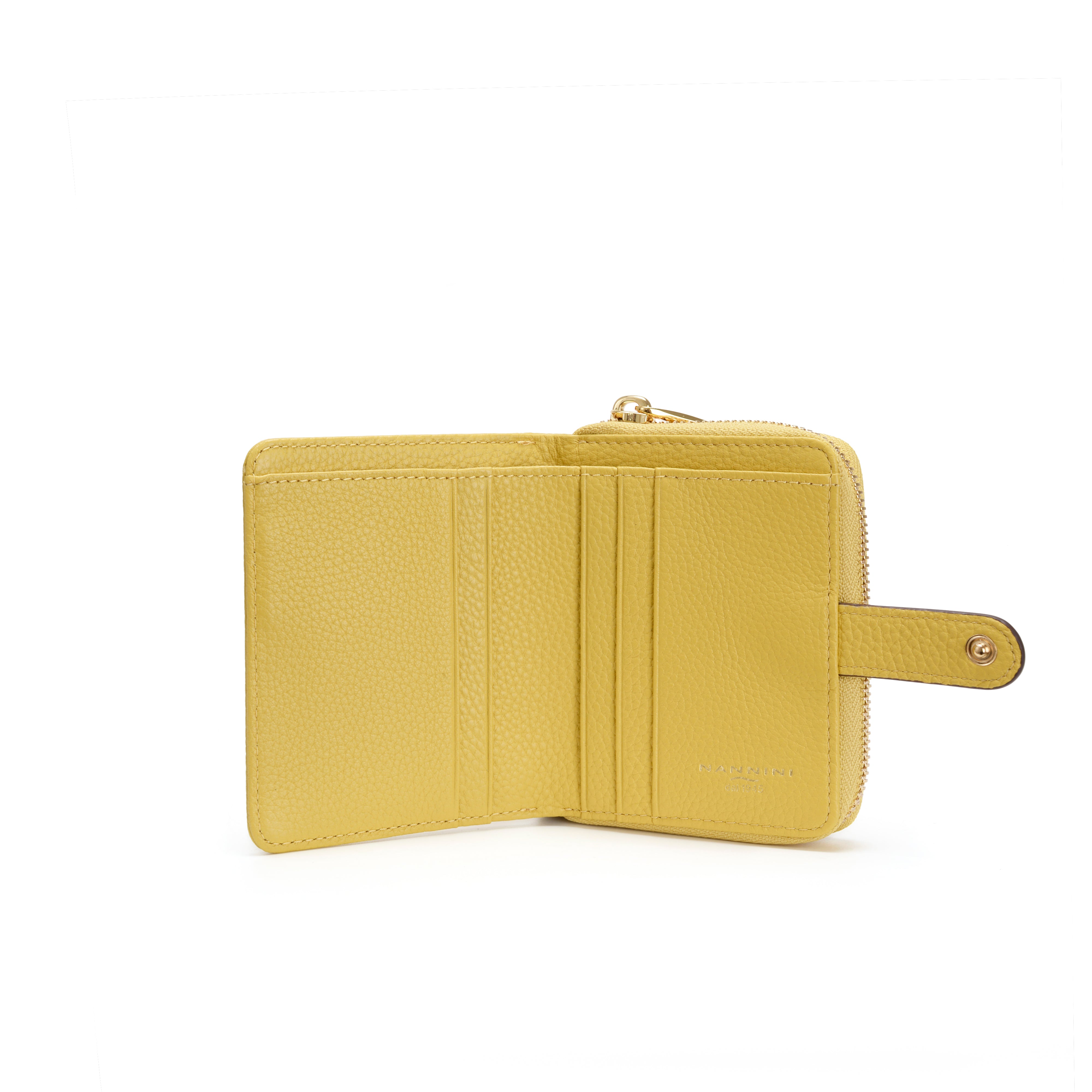 NANNINI borsa spalla donna pelle gialla grande zip