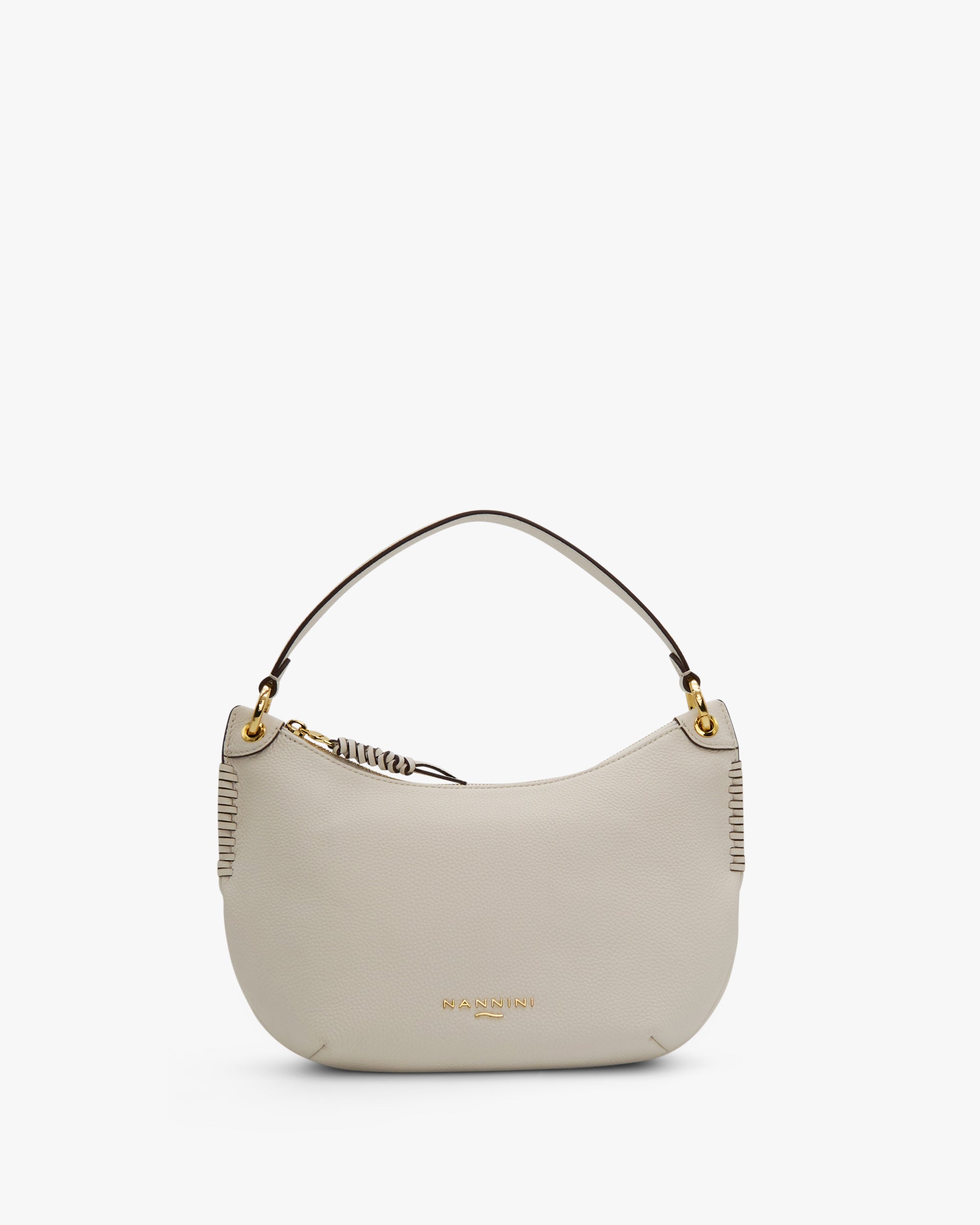 NANNINI borsa spalla donna pelle martellata bicolore nera