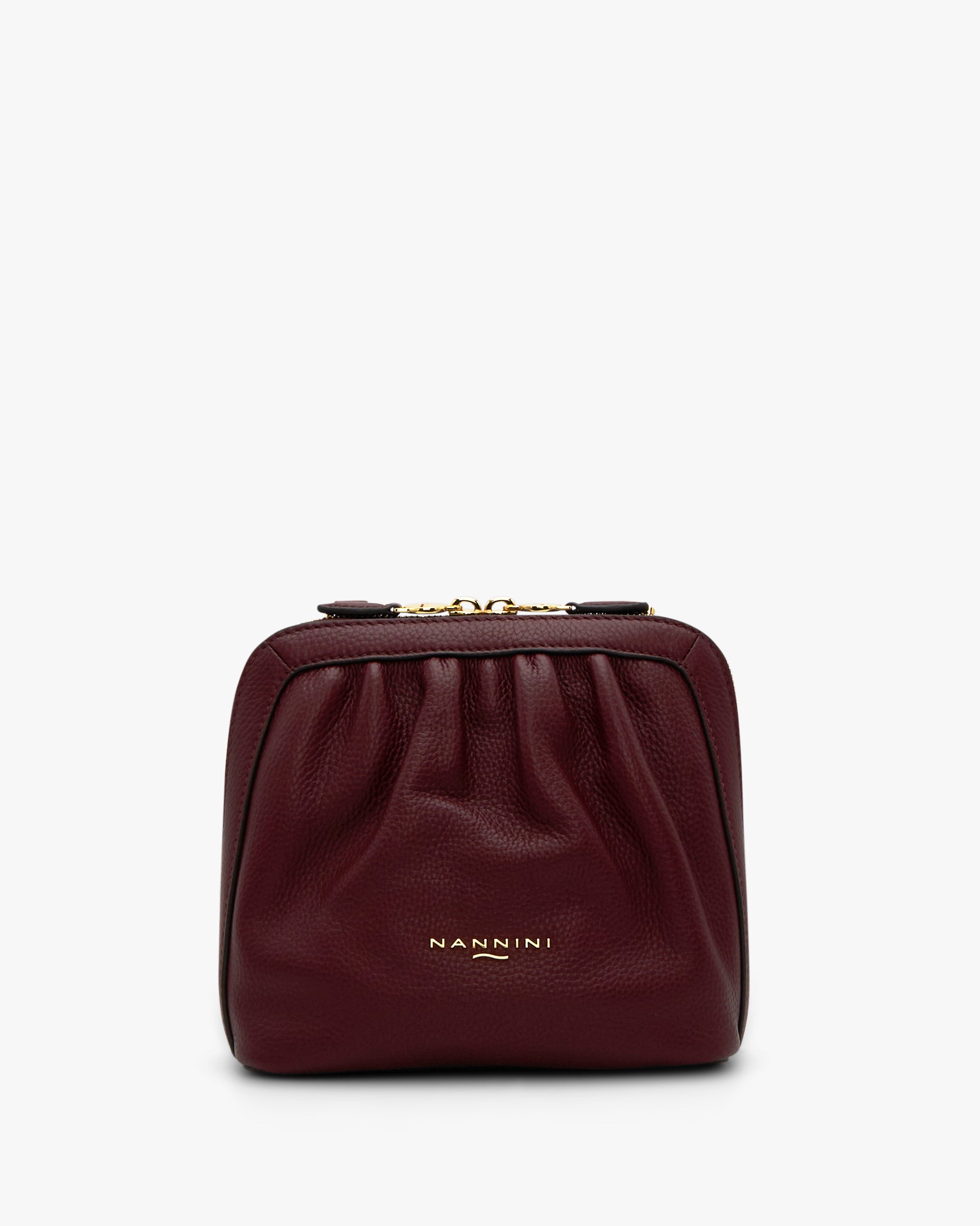 NANNINI bauletto donna pelle martellata bicolore grigio nero