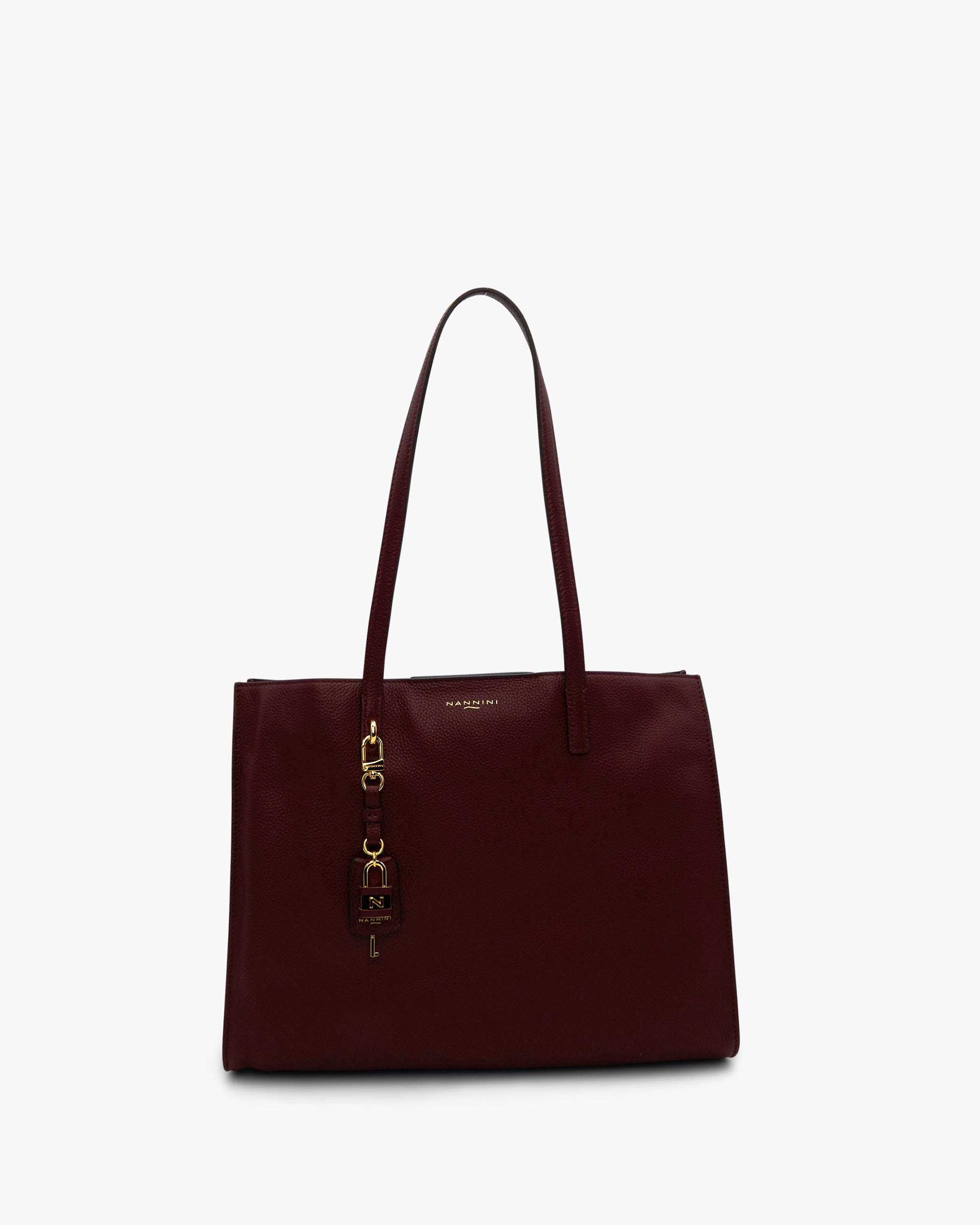 NANNINI borsa spalla donna pelle martellata bordeaux trapuntata