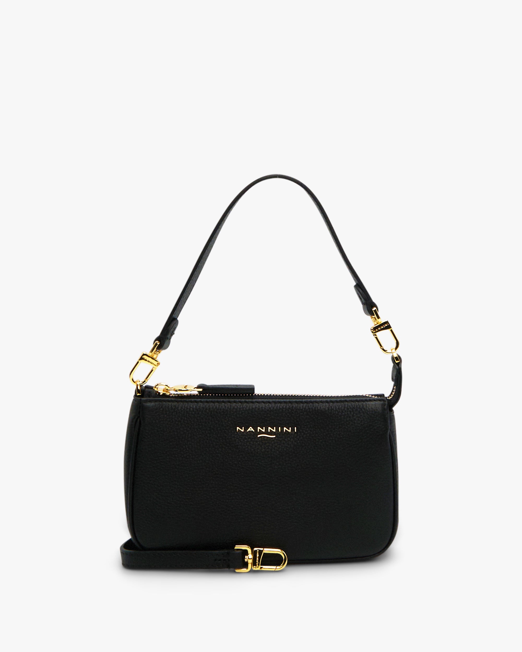 NANNINI borsa spalla donna pelle liscia verde scuro