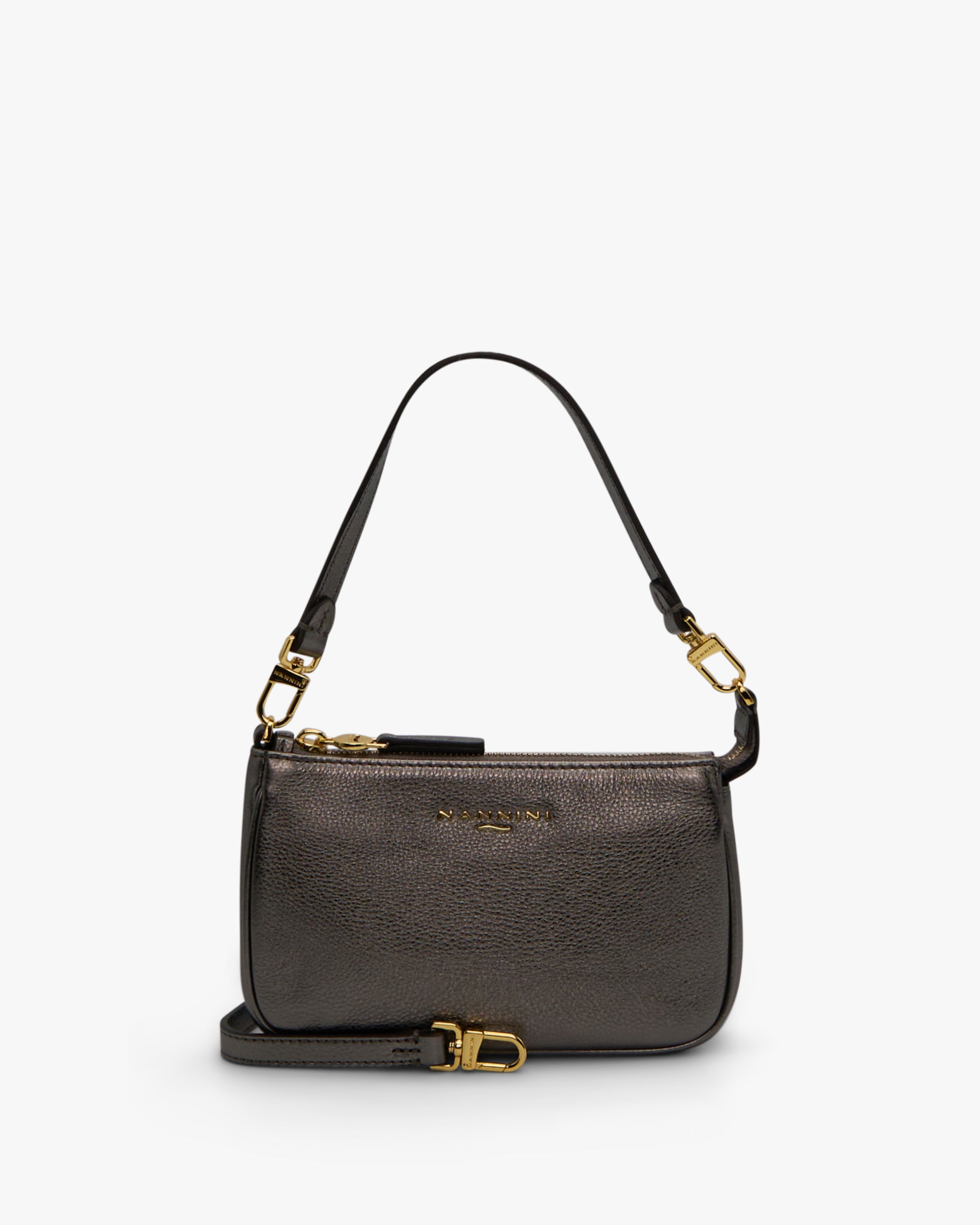 NANNINI borsa spalla donna pelle liscia cuoio marrone