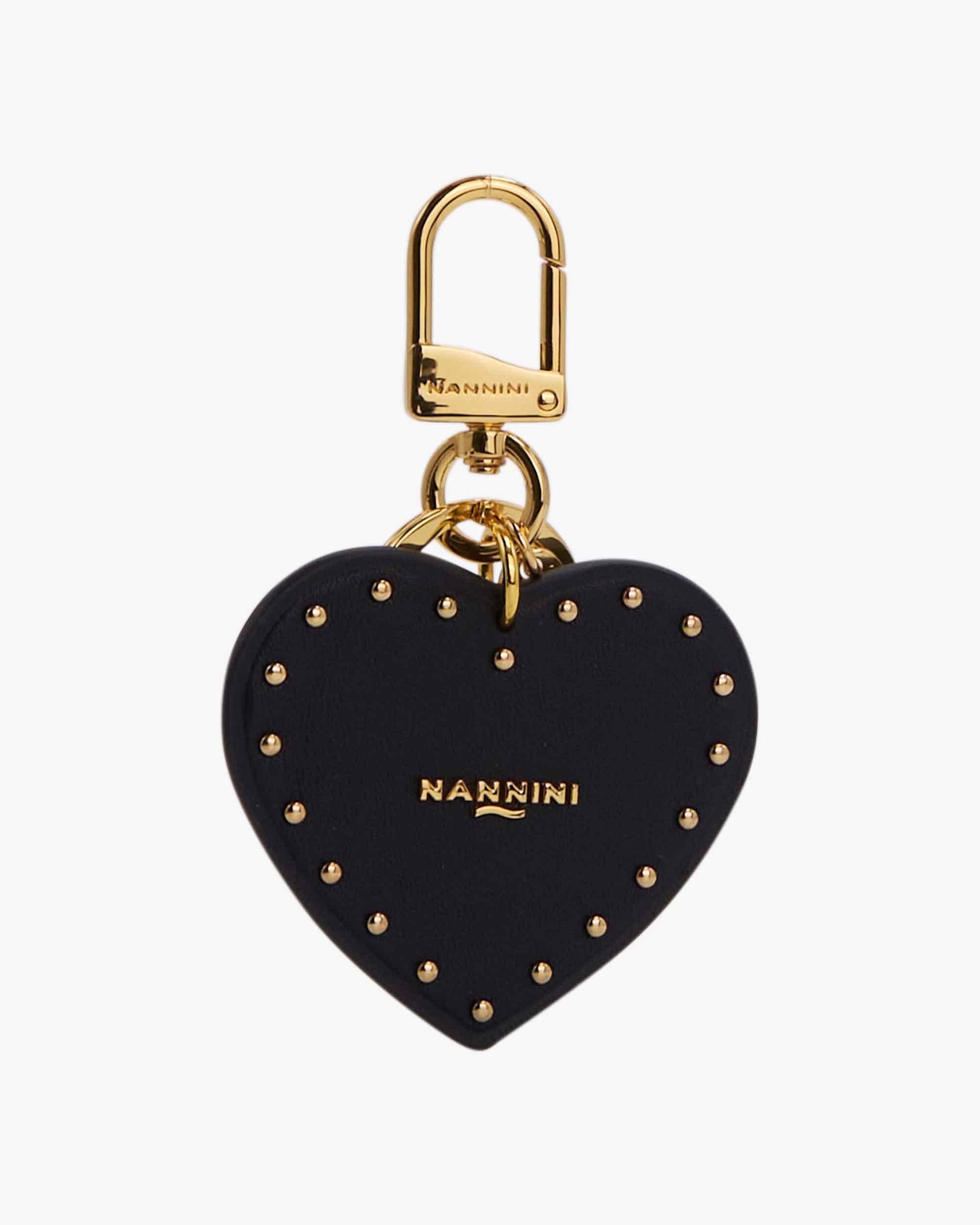 NANNINI Borsa a mano pelle martellata nera donna logo