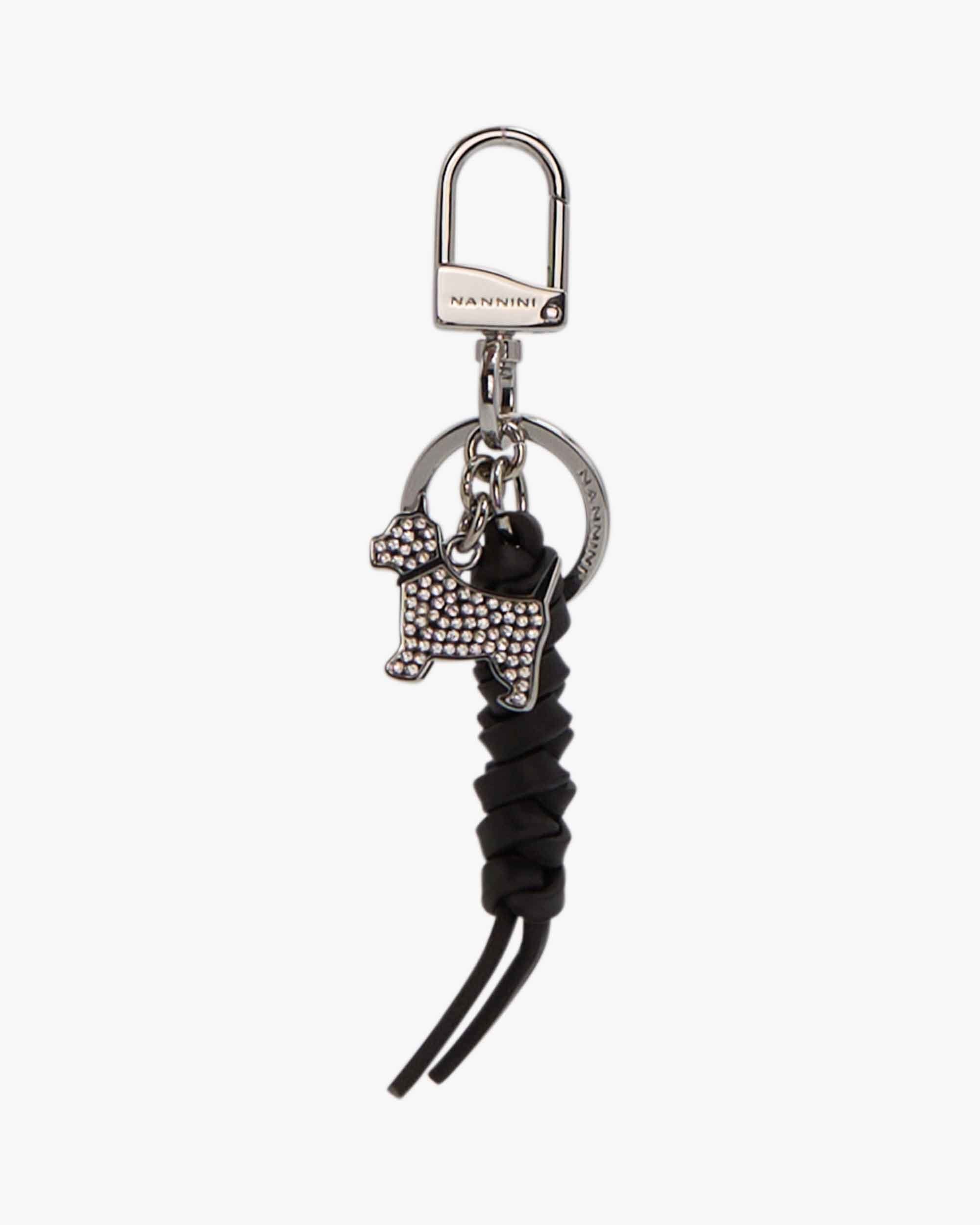 NANNINI Pochette Pelle Martellata Argento Chiusura Lampo Catena
