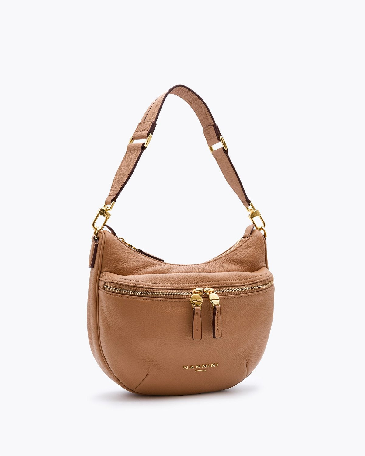 NANNINI borsa spalla donna pelle marrone chiusura metallo