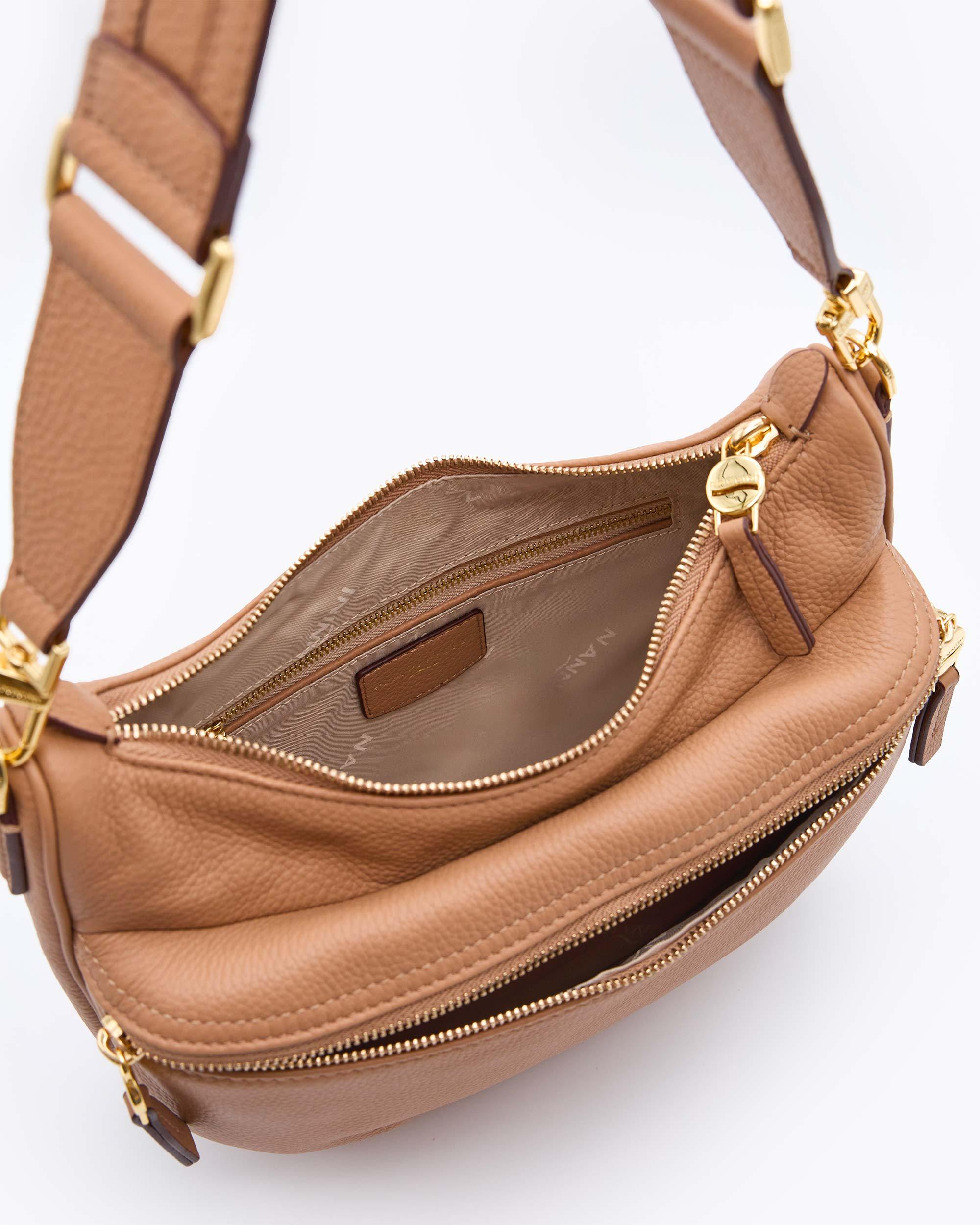 NANNINI borsa spalla donna pelle nero con foulard tracolla