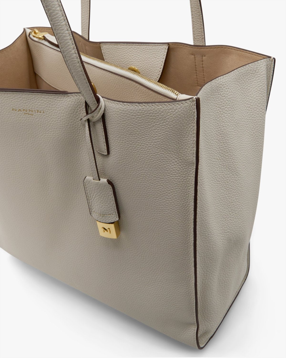 NANNINI borsa spalla donna pelle martellata bicolore verde marrone
