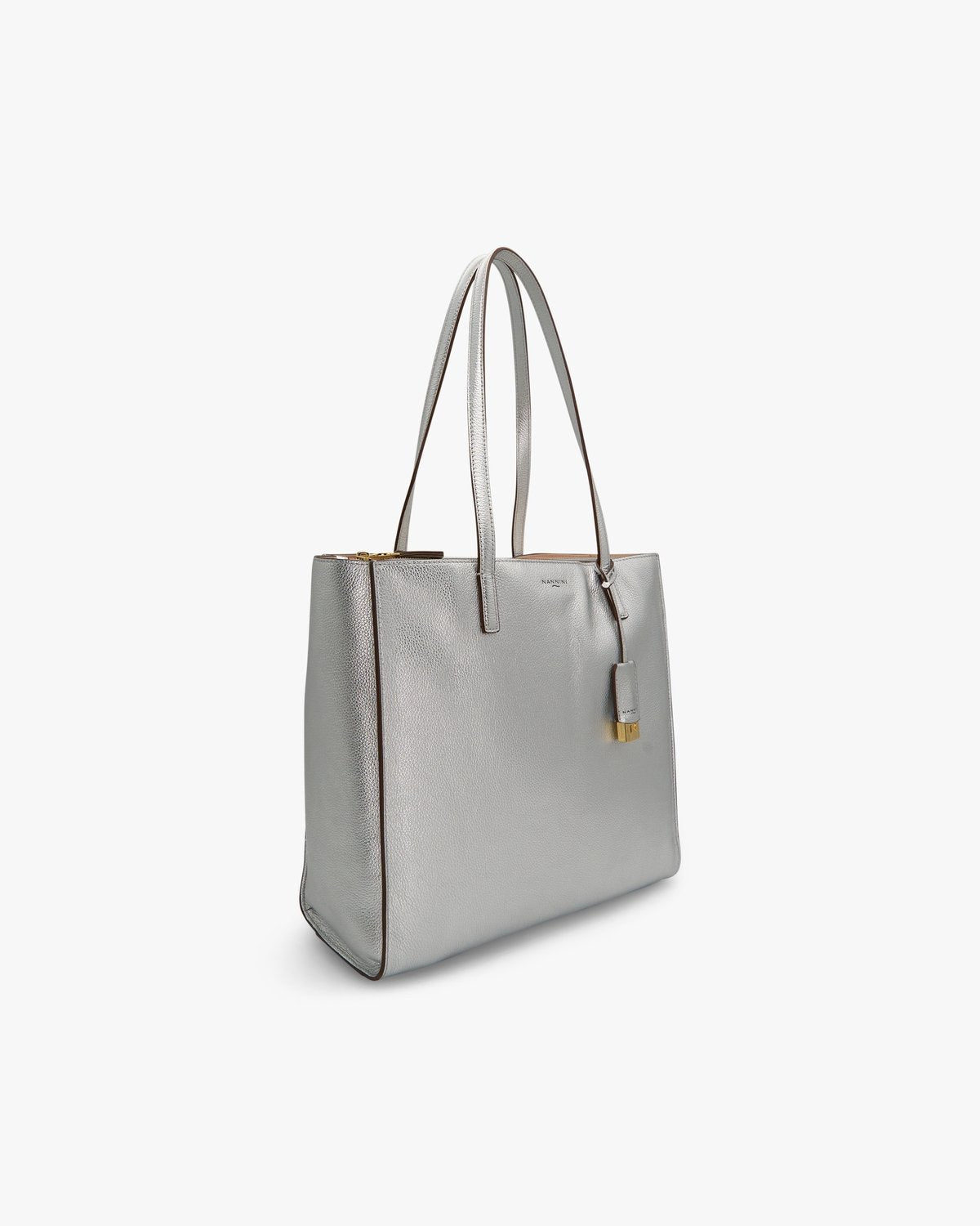 NANNINI borsa secchiello pelle saffiano nera patta frontale