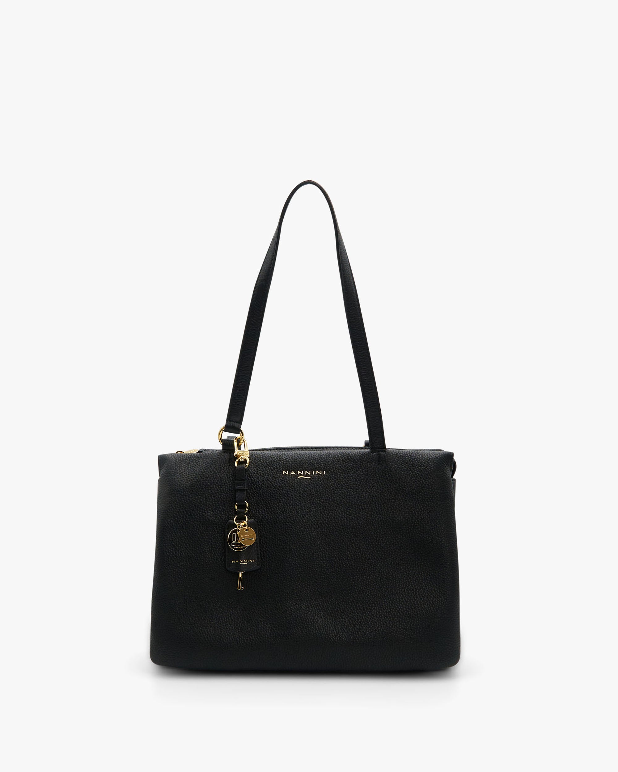 NANNINI borsa spalla donna pelle martellata verde trapuntata