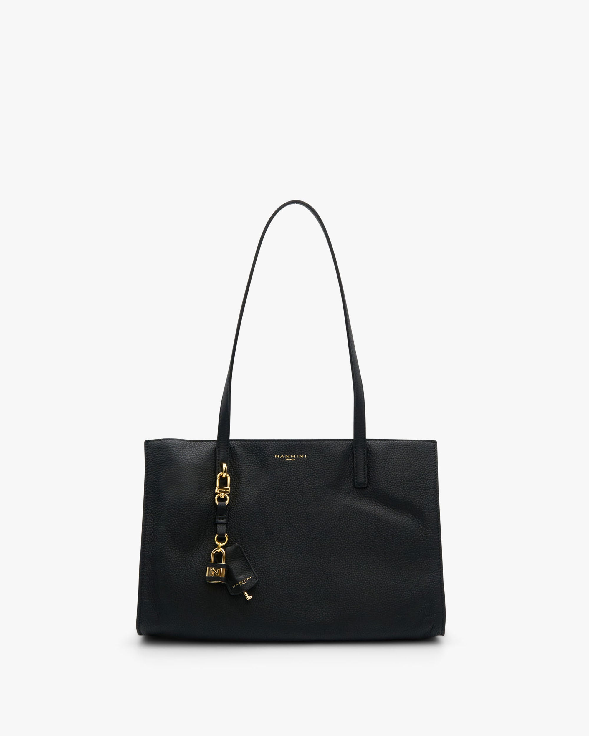 NANNINI borsa spalla donna pelle nero borchie metallo