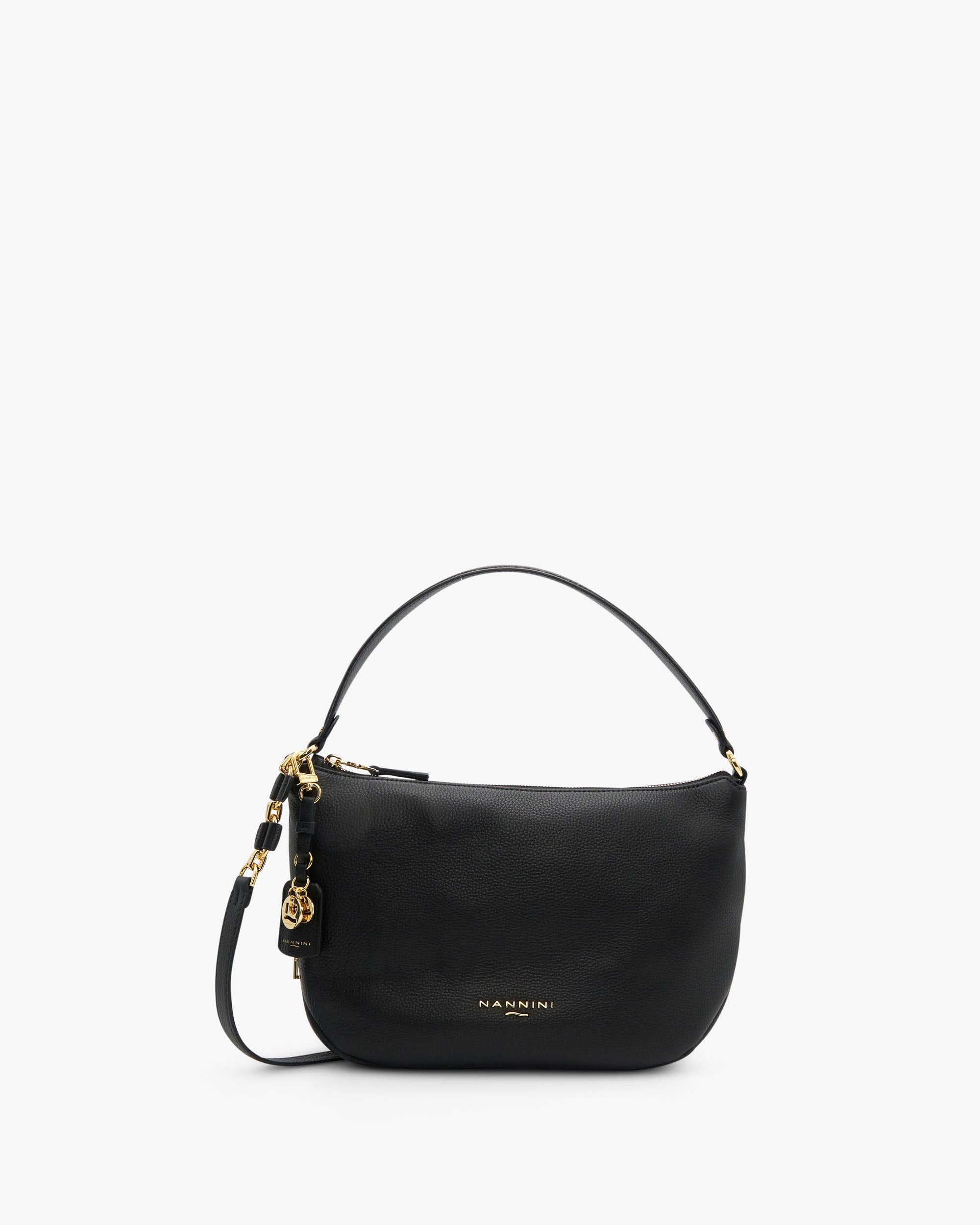 NANNINI borsa secchiello pelle martellata tracolla beige lilla