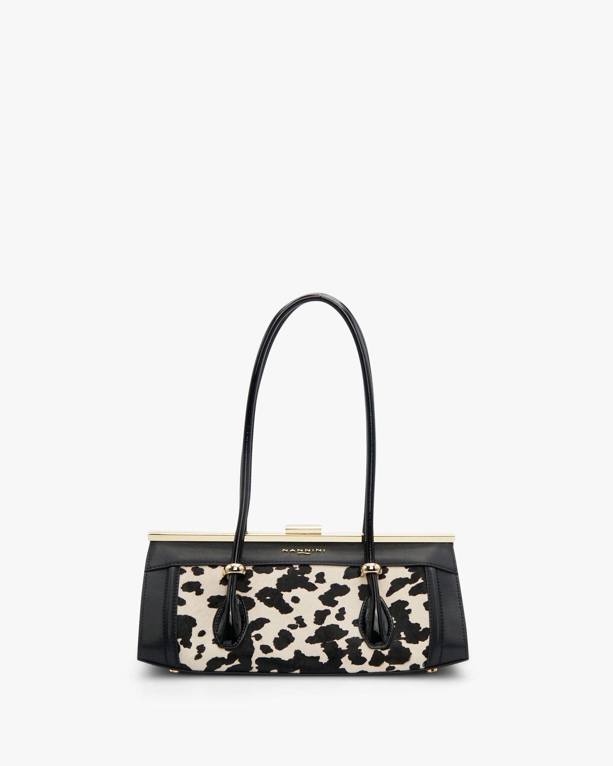 NANNINI borsa spalla donna pelle martellata marrone chiara