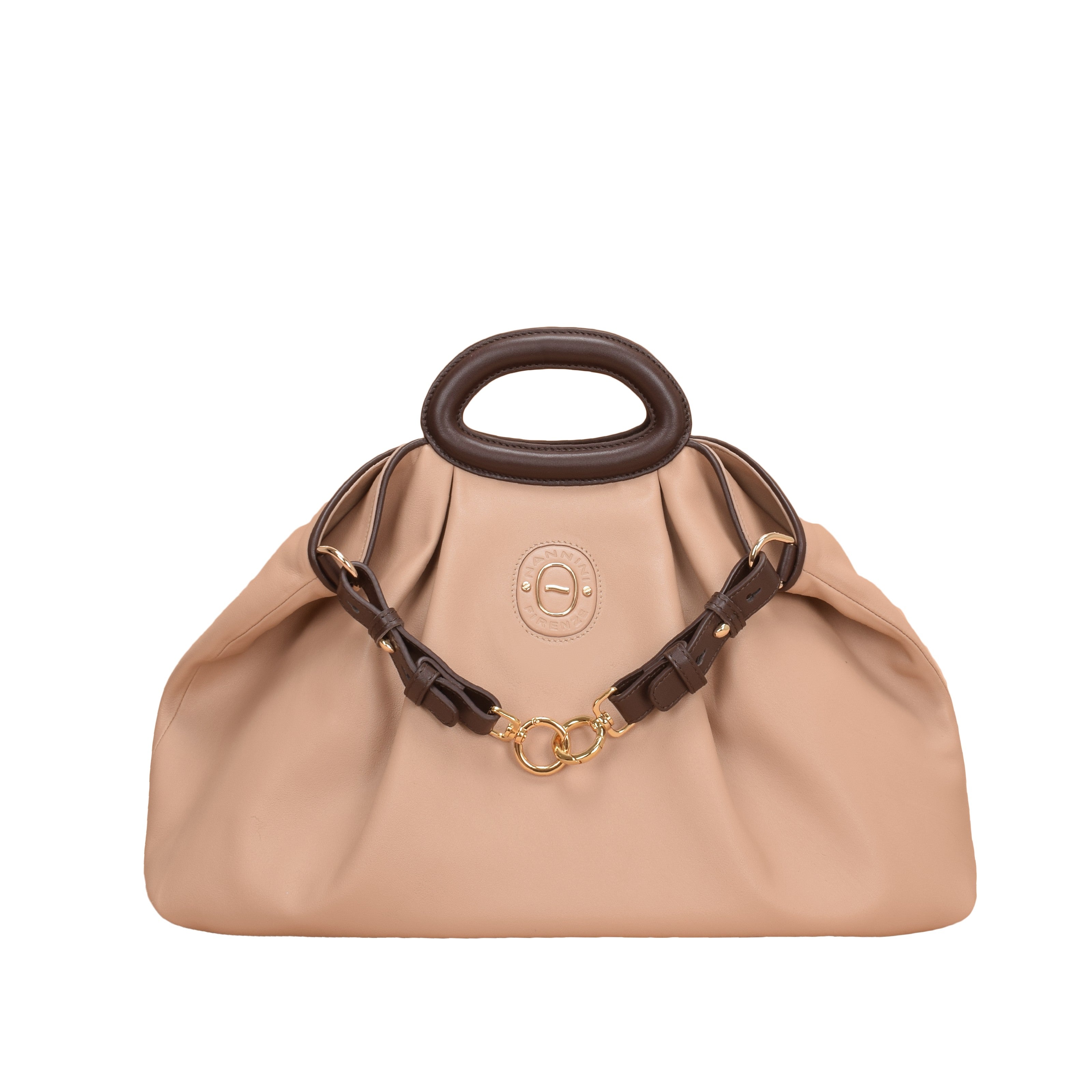 NANNINI borsa secchiello pelle martellata verde scuro donna manico
