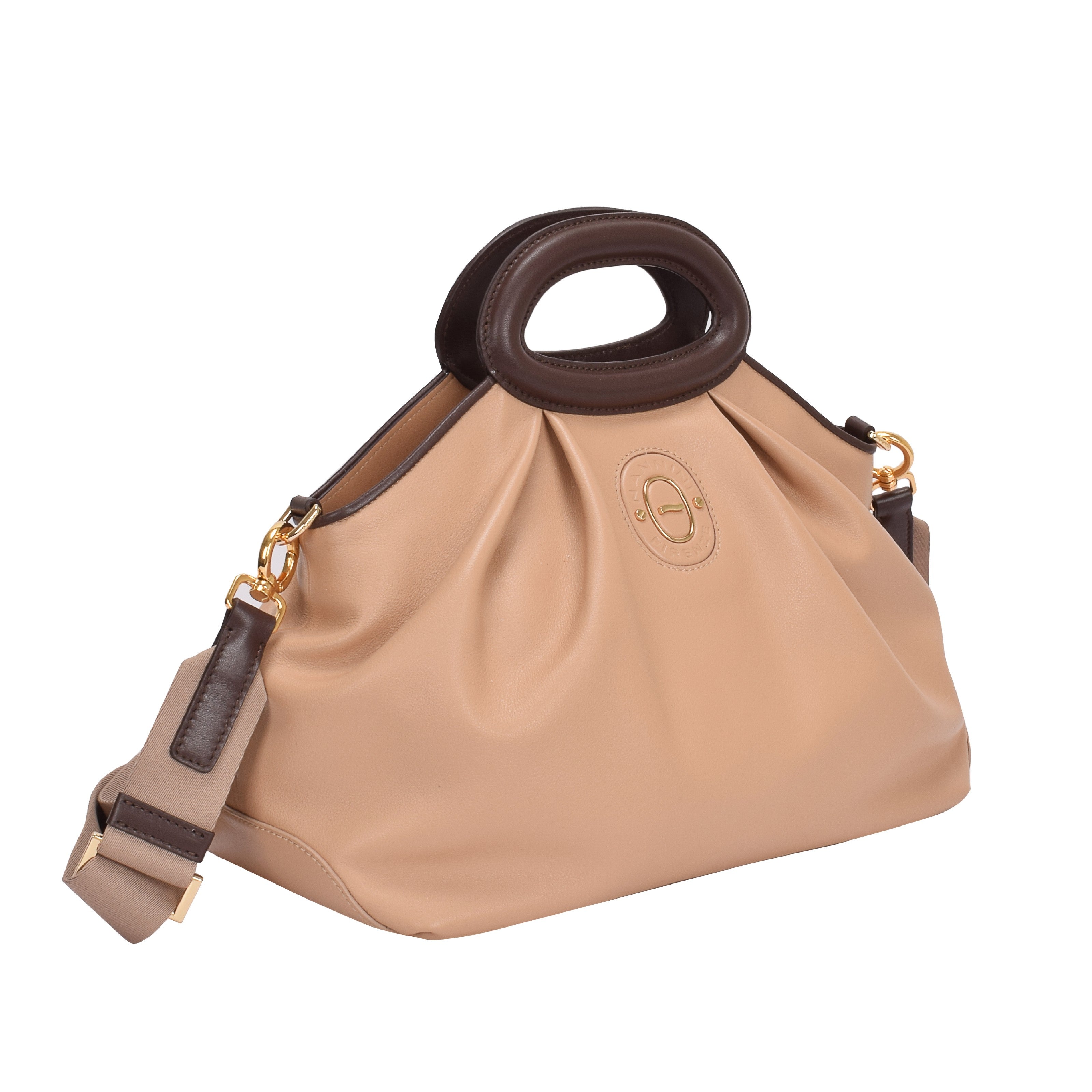 NANNINI borsa spalla donna pelle marrone chiusura patta