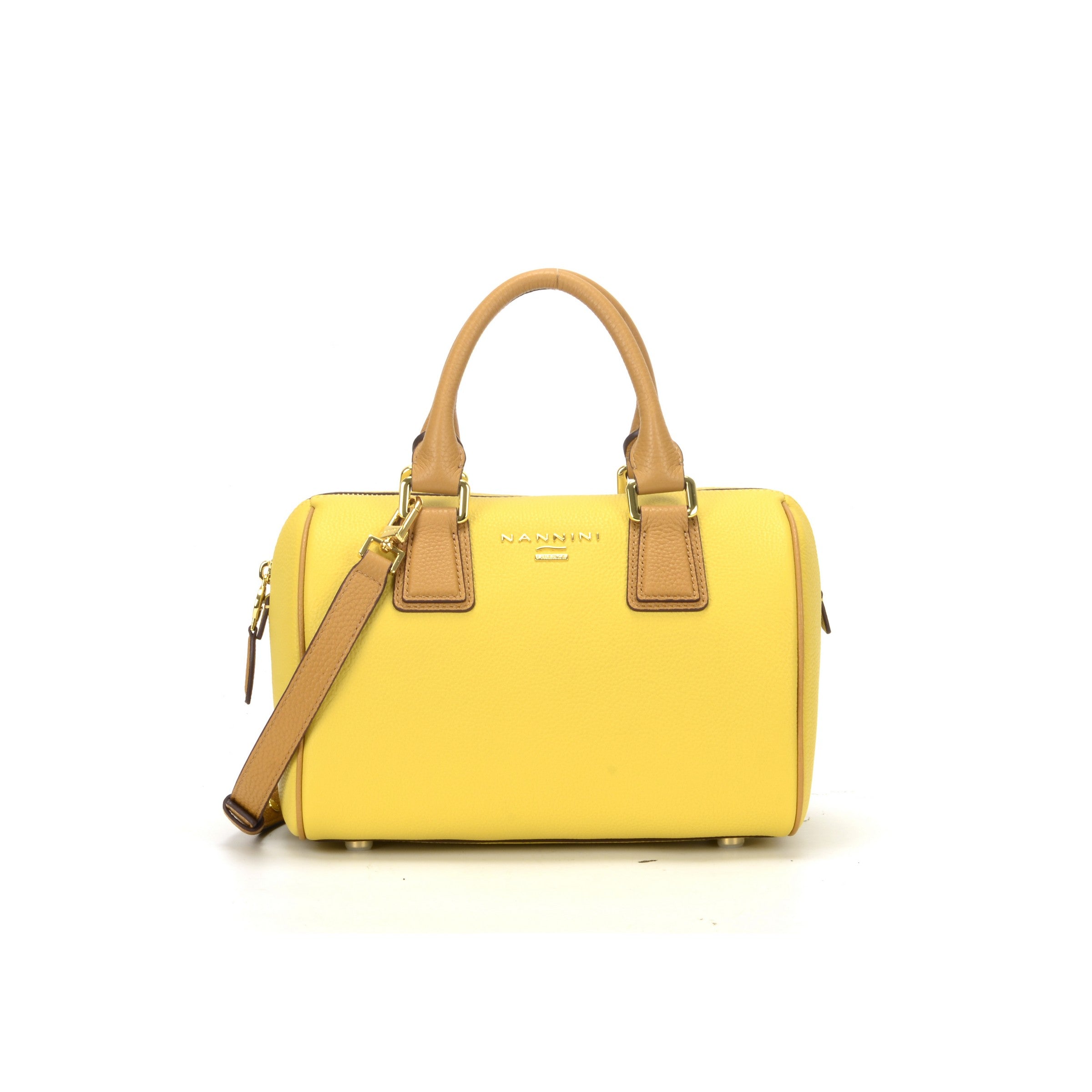 NANNINI borsa spalla donna pelle gialla camel