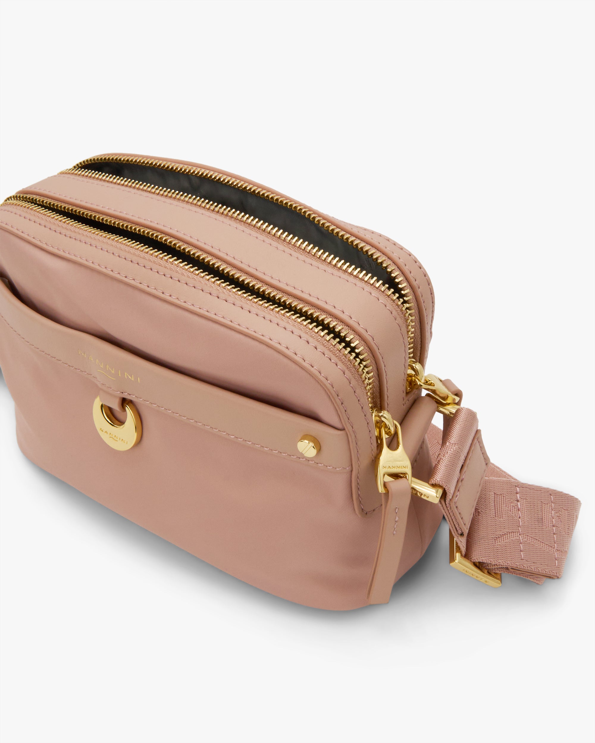 NANNINI borsa spalla donna pelle stampa lucertola rosa