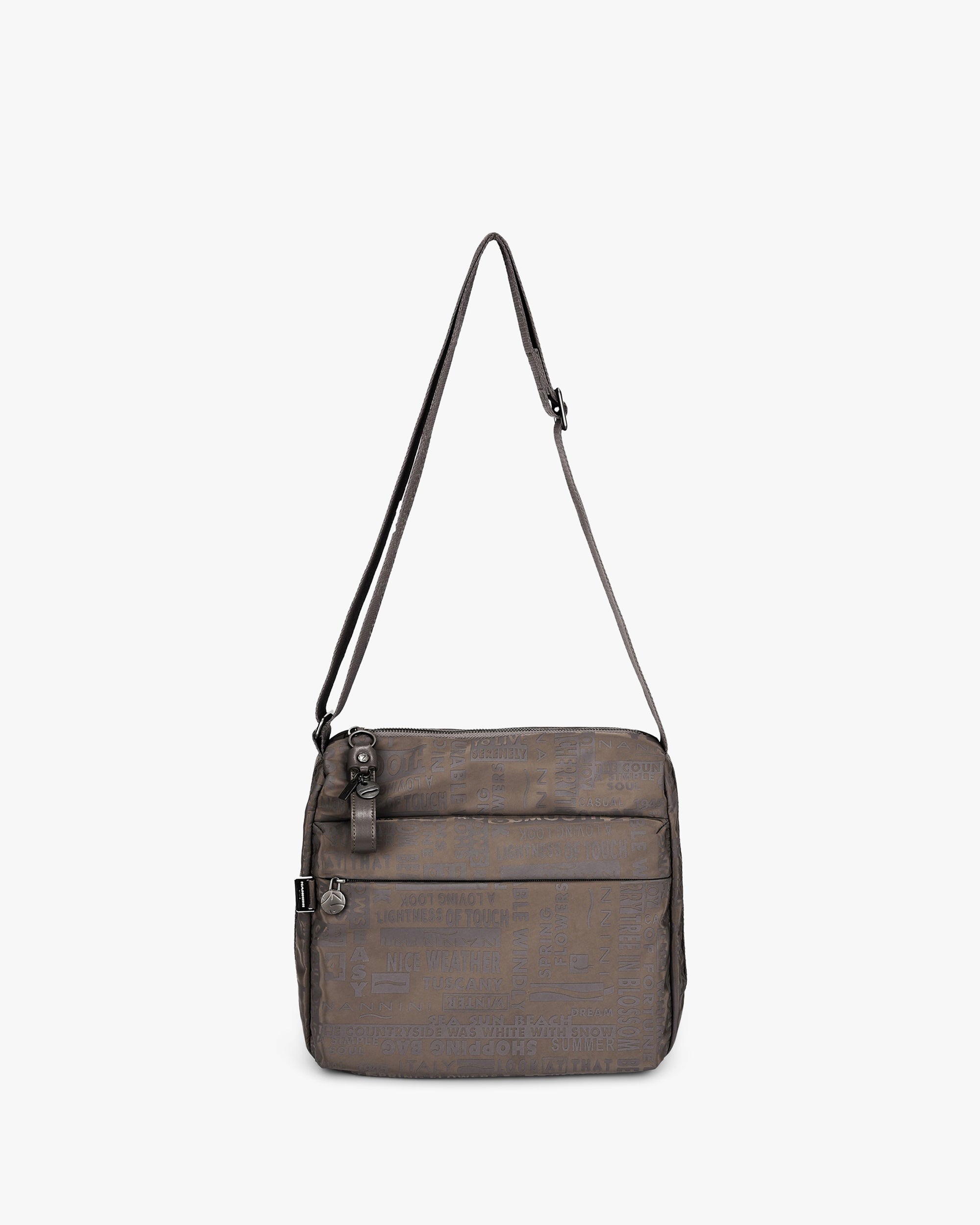 NANNINI borsa spalla donna pelle martellata taupe