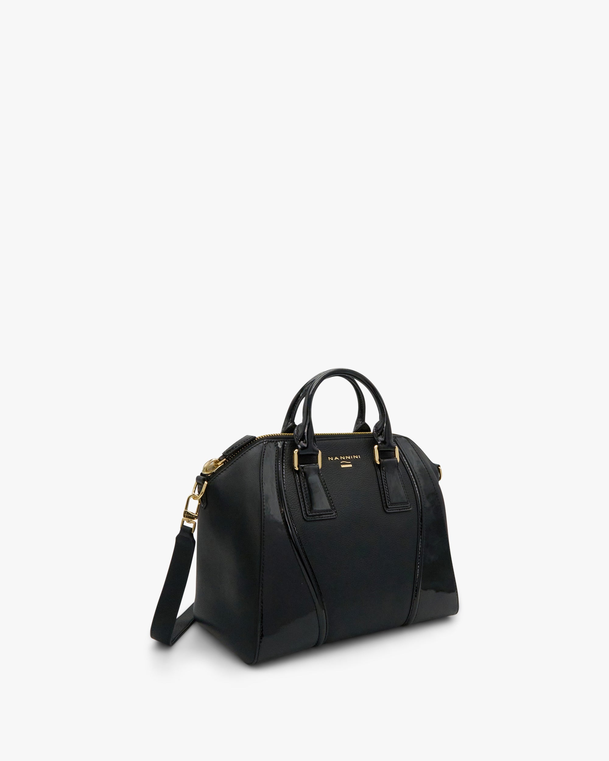 NANNINI borsa spalla donna pelle martellata marrone chiusura patta