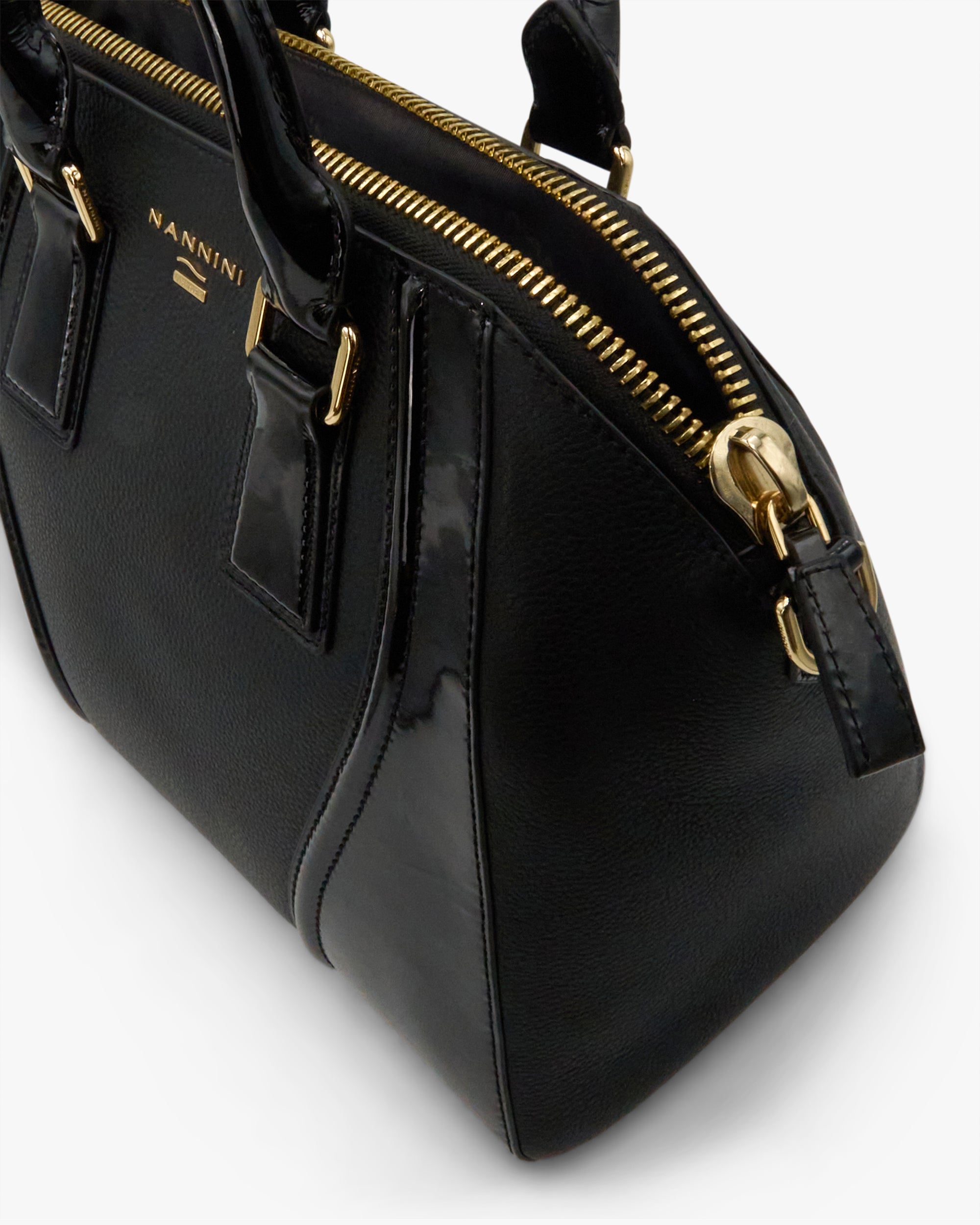 NANNINI borsa secchiello pelle liscia tracolla marrone regolabile
