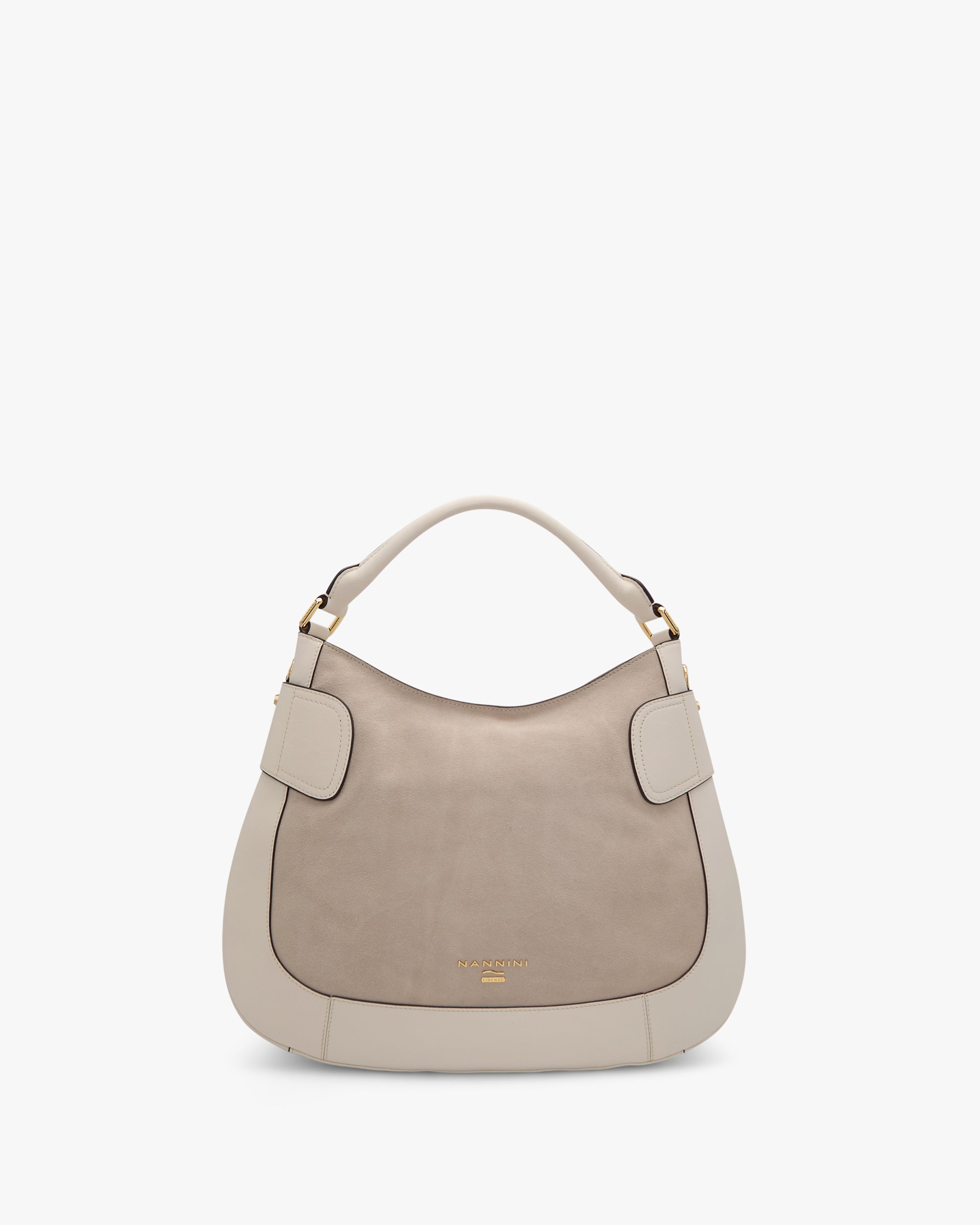 NANNINI borsa spalla donna camoscio frange taupe