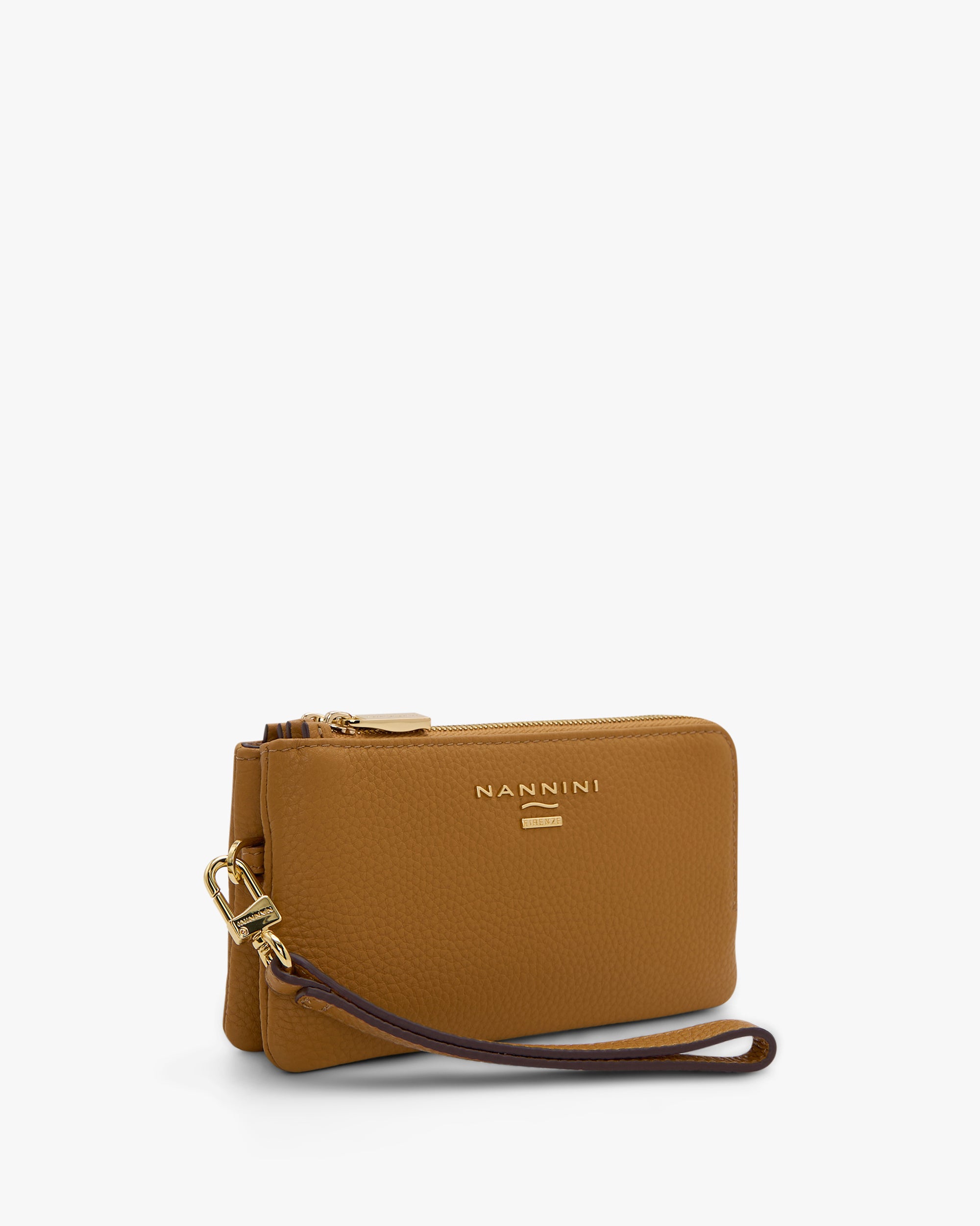NANNINI borsa spalla donna pelle martellata marrone chiara