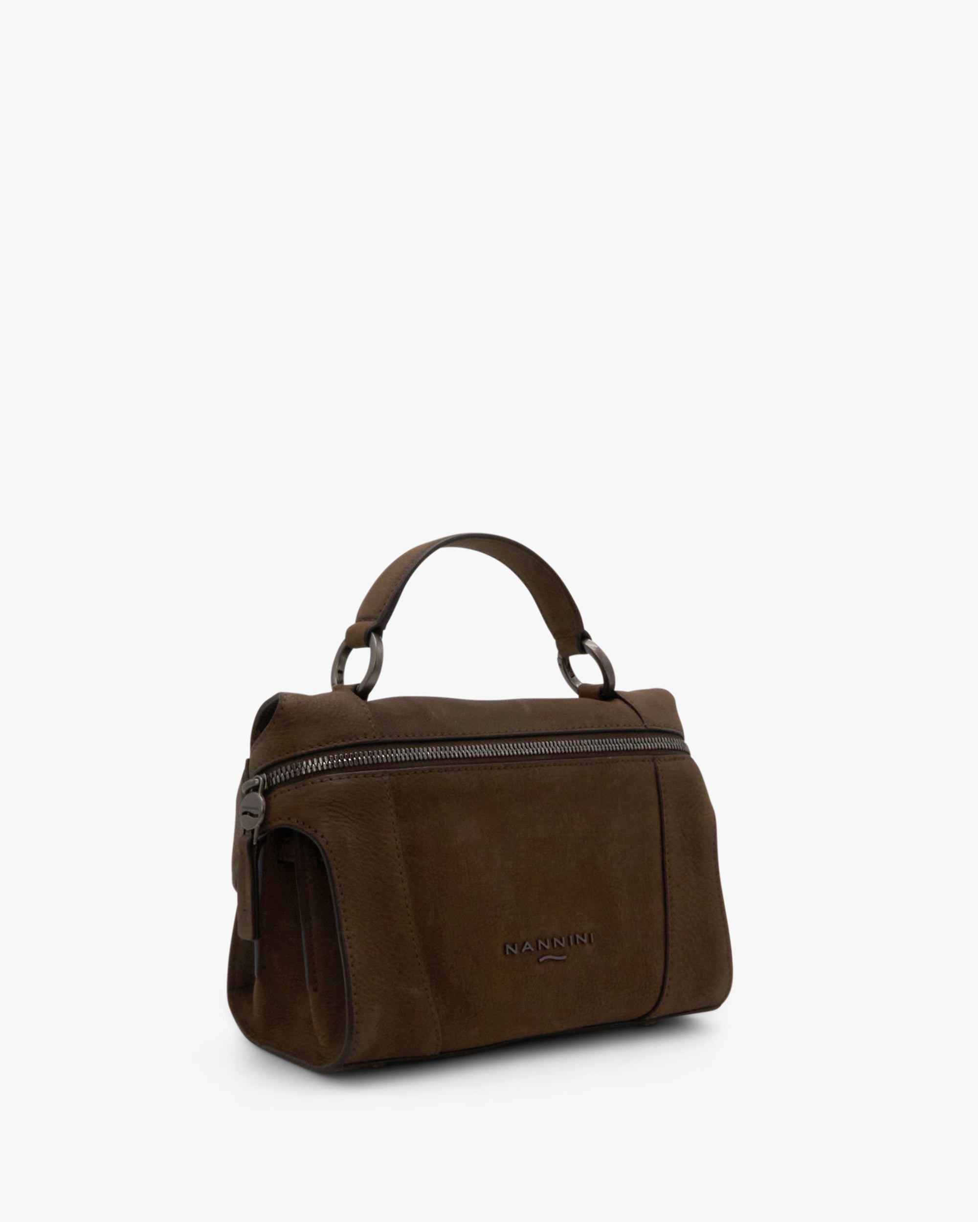 NANNINI borsa spalla donna pelle martellata tracolla chiara