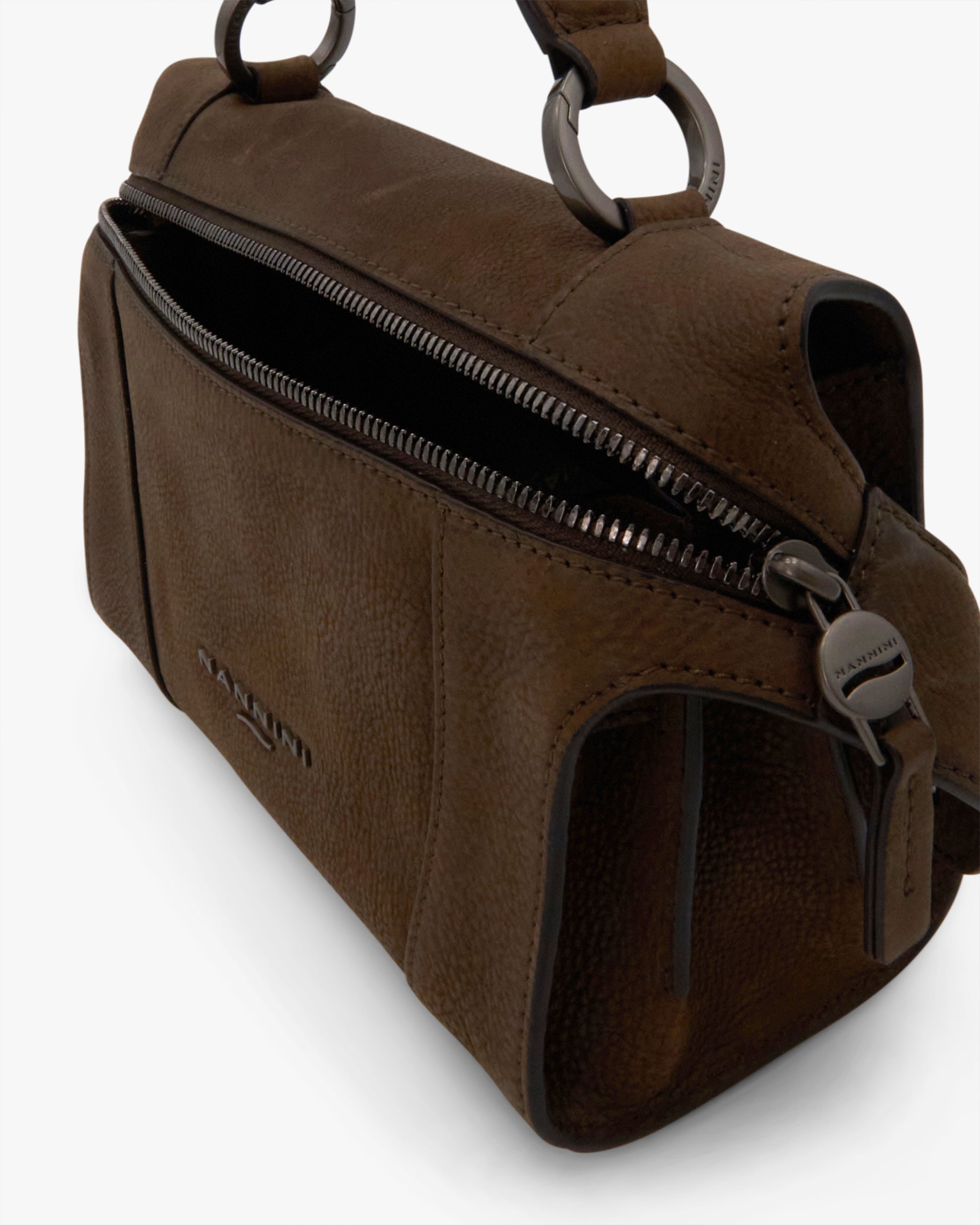 NANNINI borsa secchiello similpelle trapuntata nera donna manico catena