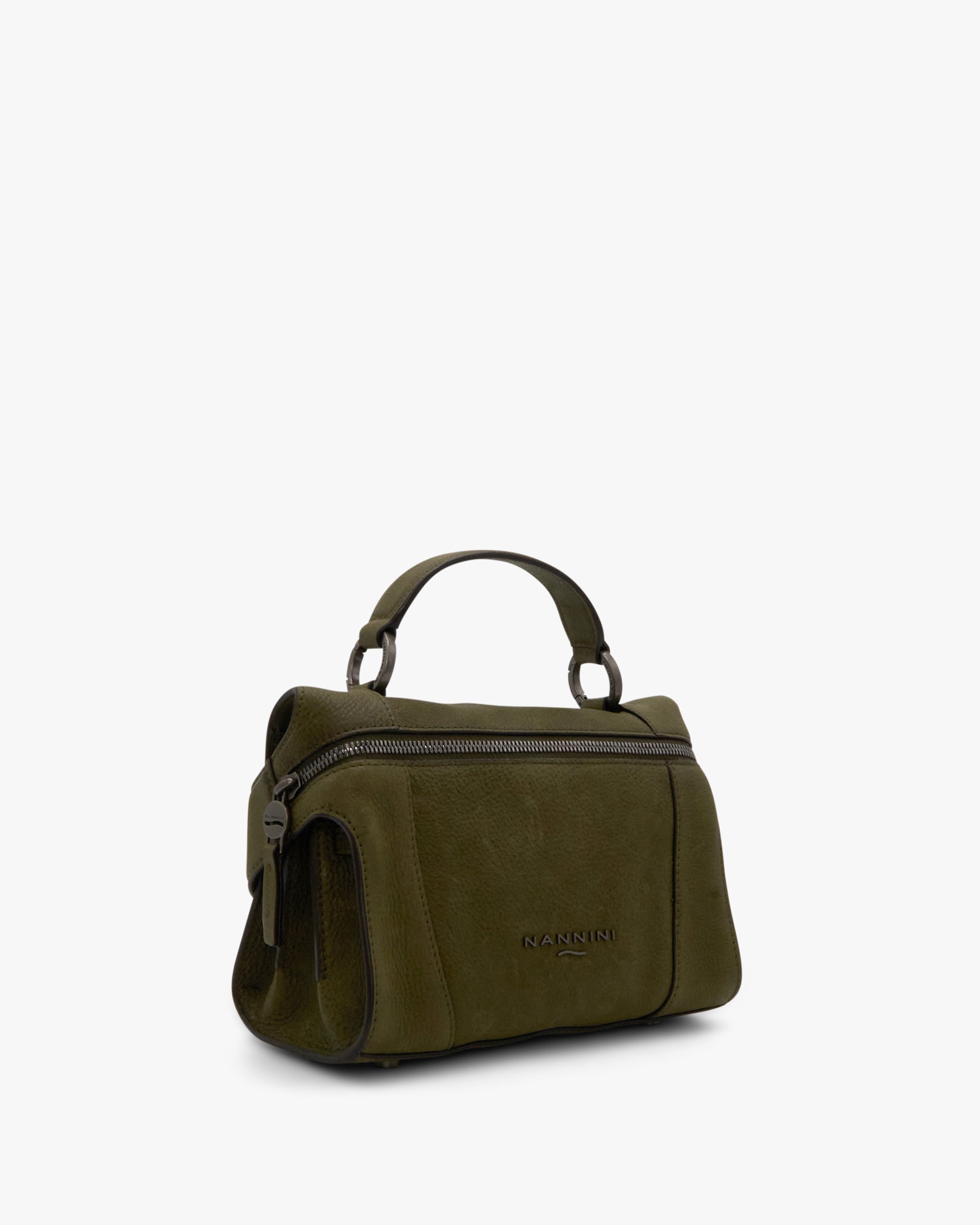 NANNINI borsa spalla donna pelle martellata nera media