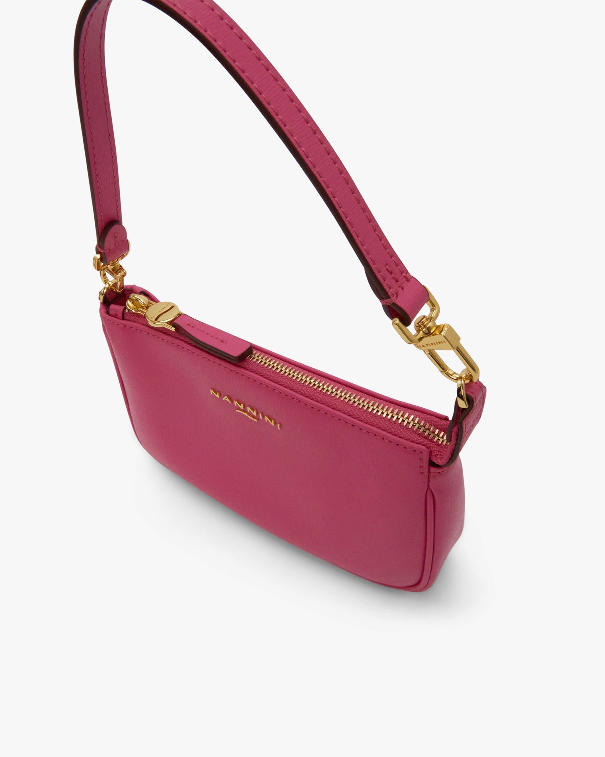 NANNINI borsa secchiello pelle marrone chiaro con tracolla regolabile