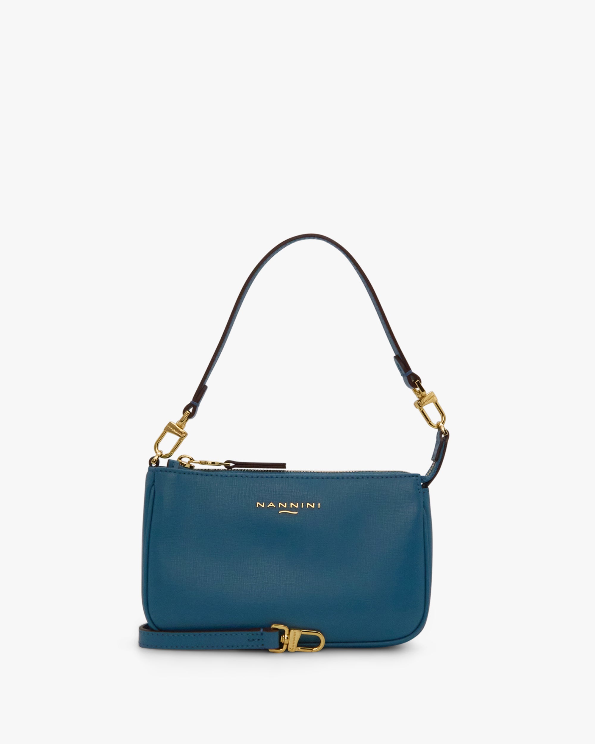 NANNINI shopper martellata grande nero due manici con tracolla