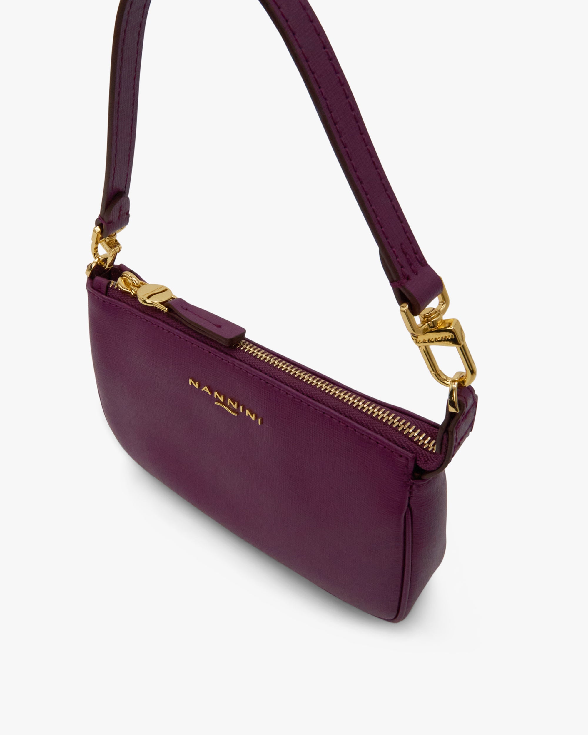 NANNINI mini borsa a mano pelle martellata verde scuro