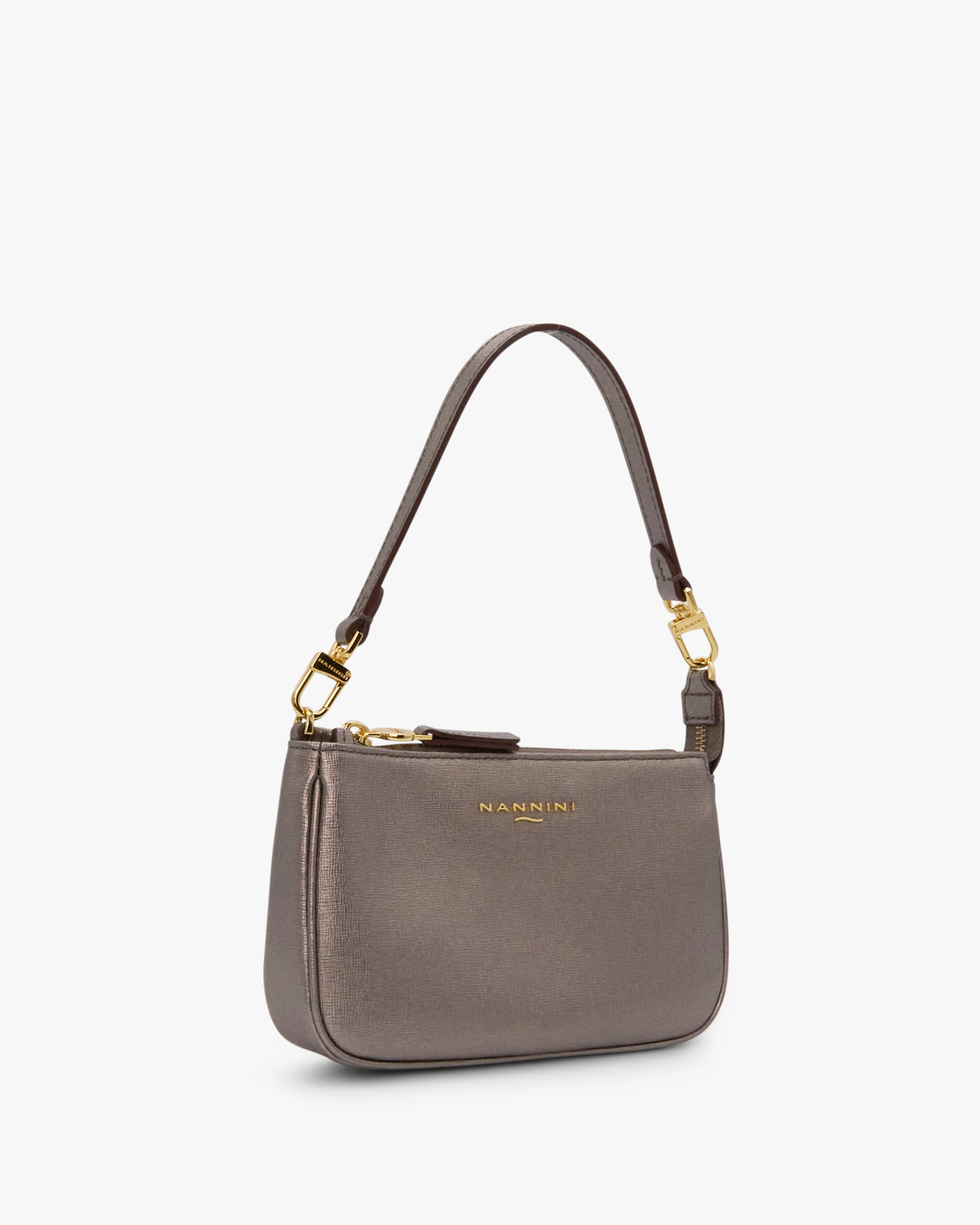 NANNINI Borsa a mano pelle trapuntata color cuoio piccola donna