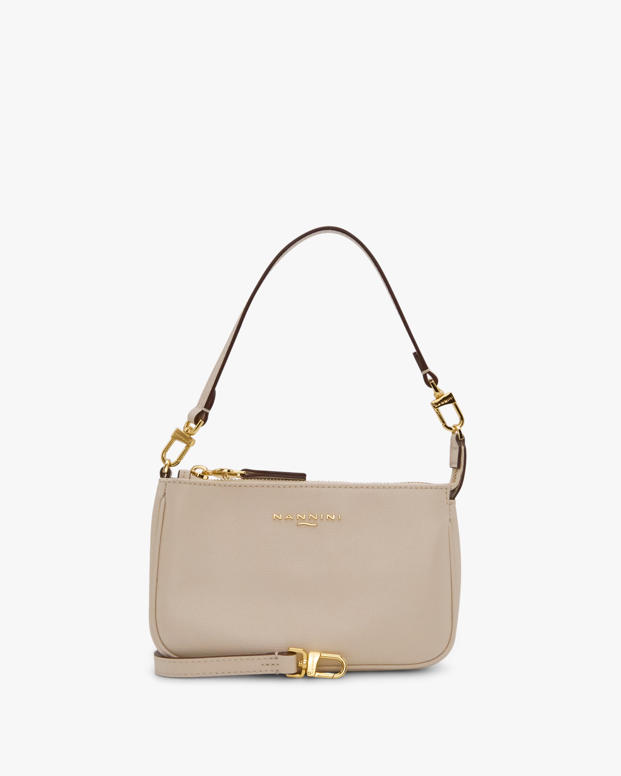 NANNINI borsa secchiello pelle martellata tracolla beige donna `