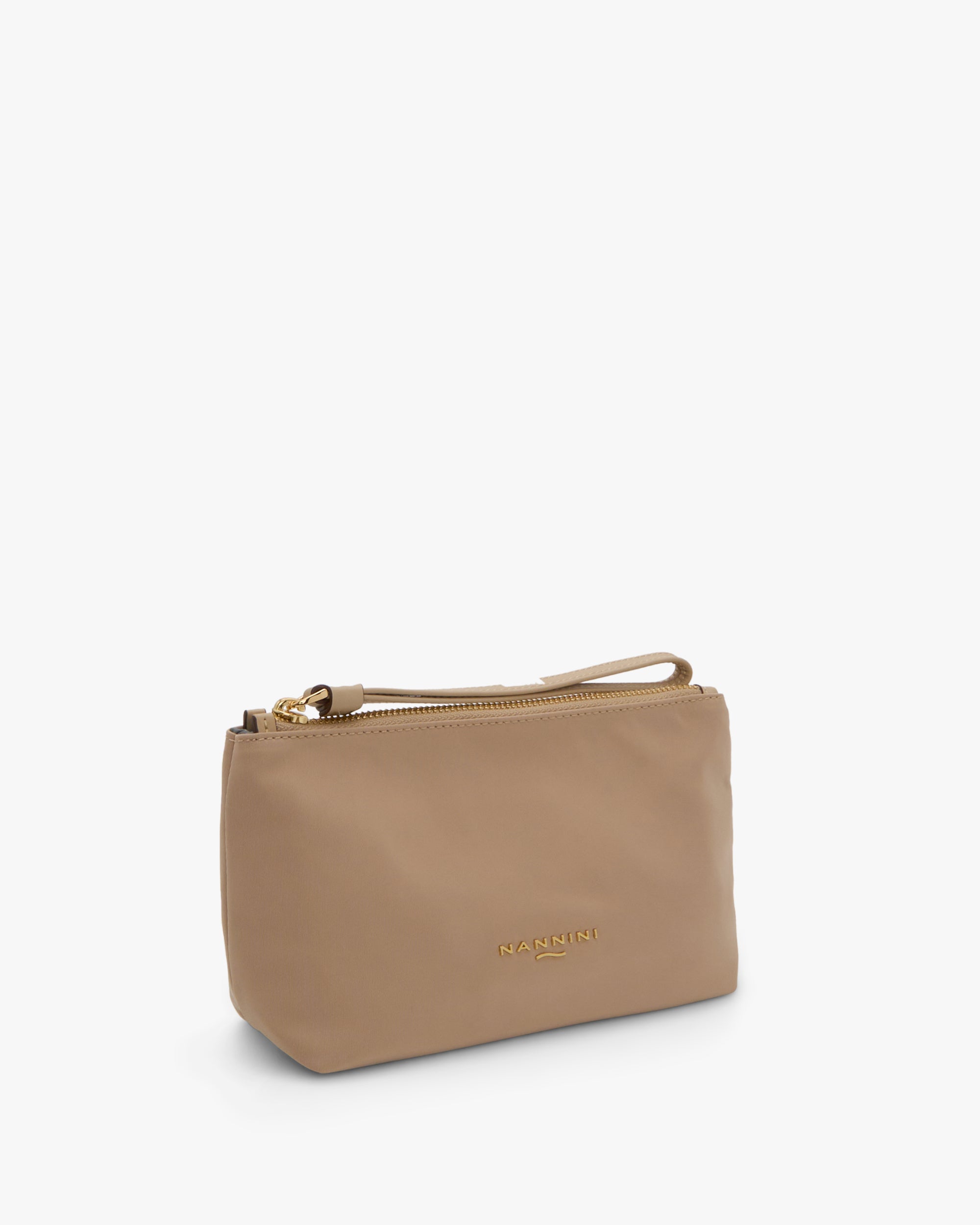 NANNINI bauletto pelle martellata beige doppi manici chiusura zip