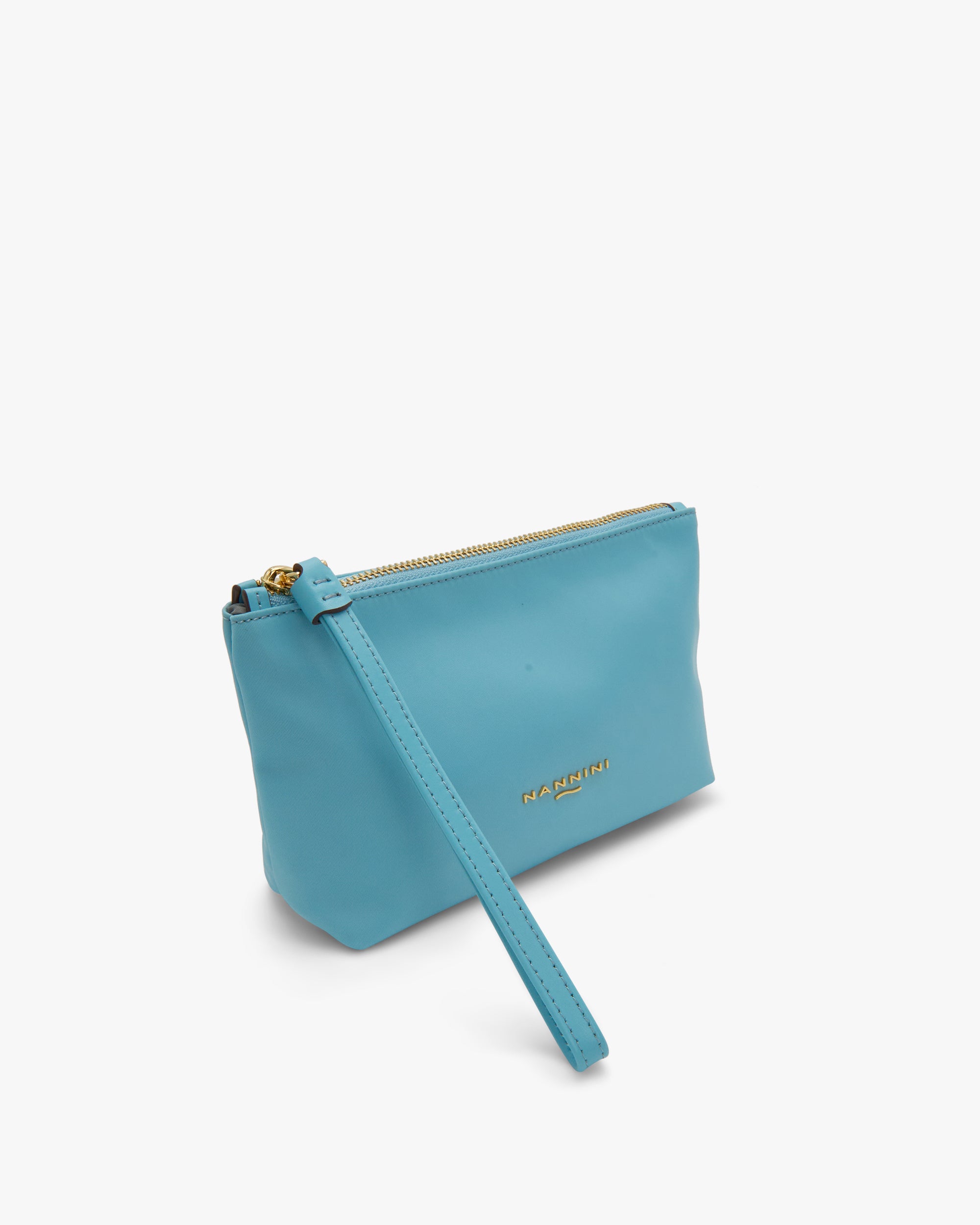 NANNINI borsa mano media pelle martellata azzurro cielo