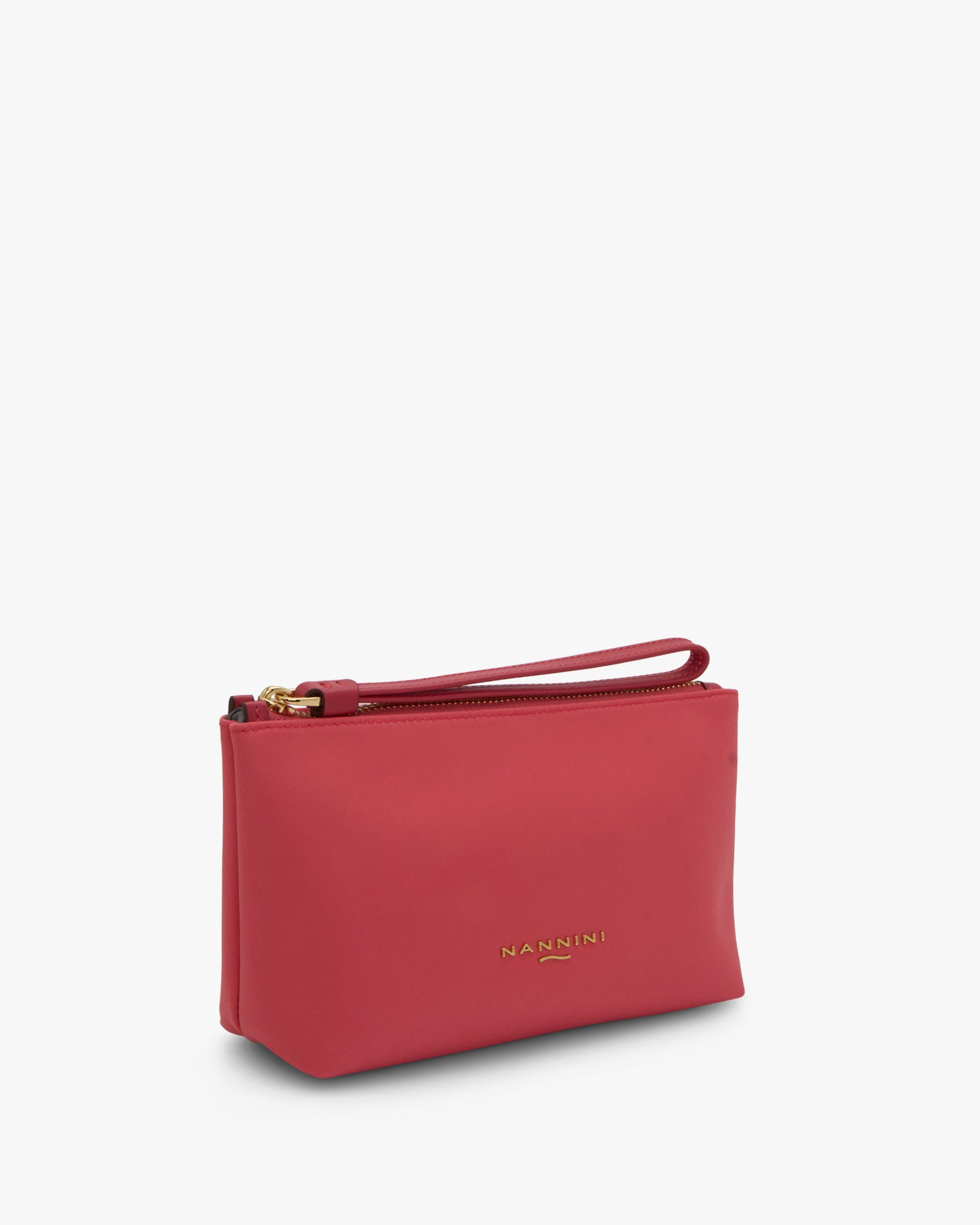 NANNINI bauletto pelle martellata geranio zip oro strutturata