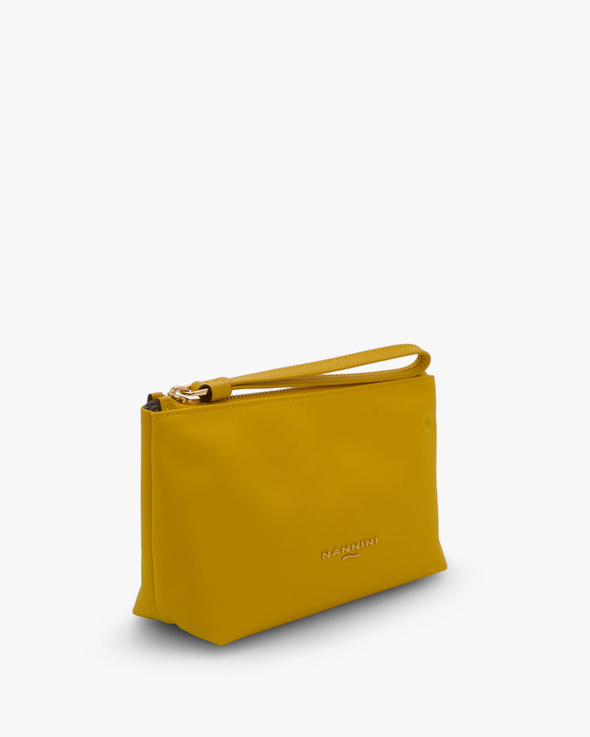 NANNINI borsa bauletto pelle martellata gialla zip oro