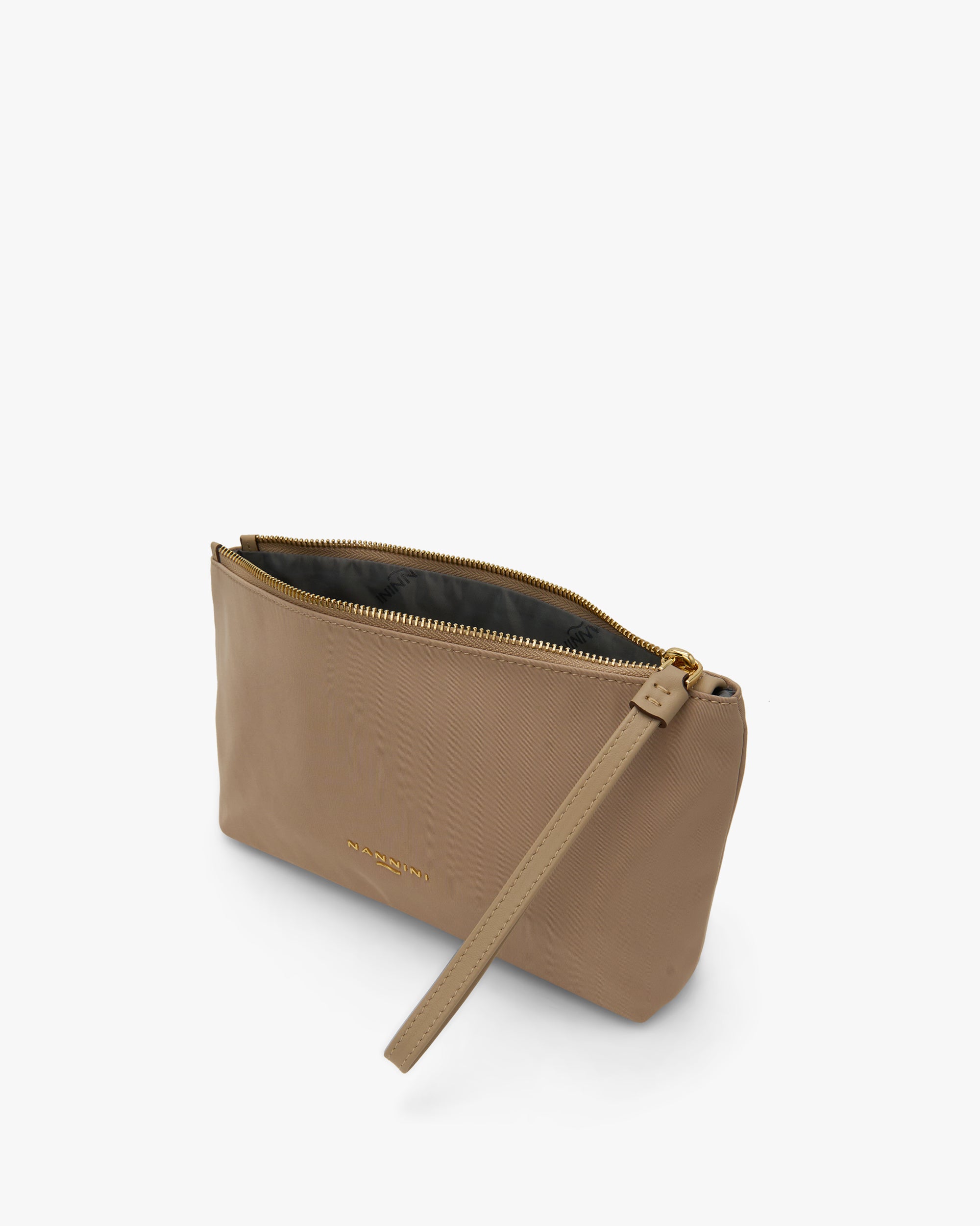 NANNINI borsa spalla donna beige pelle effetto intrecciato