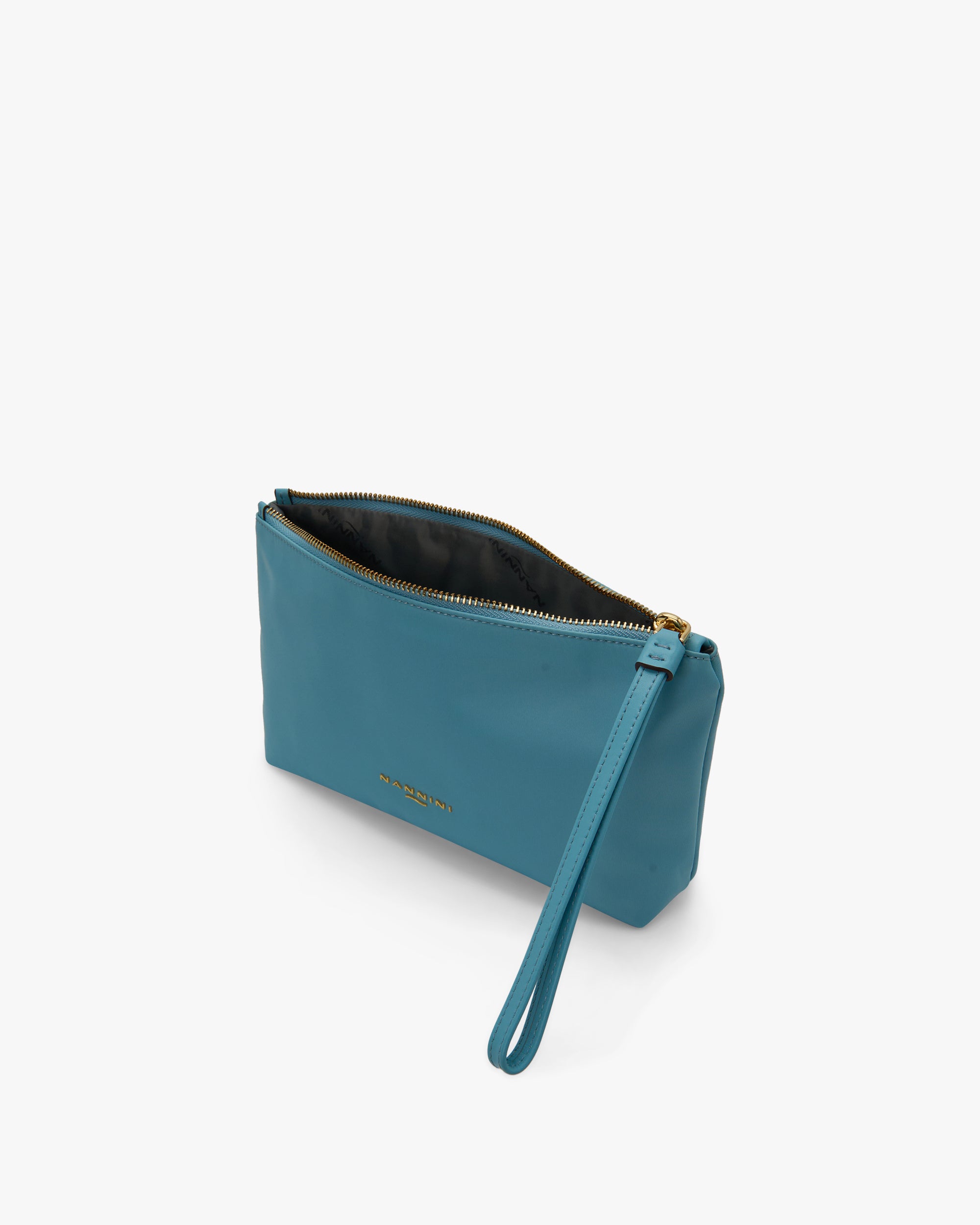 NANNINI borsa bauletto mano pelle martellata azzurro cielo