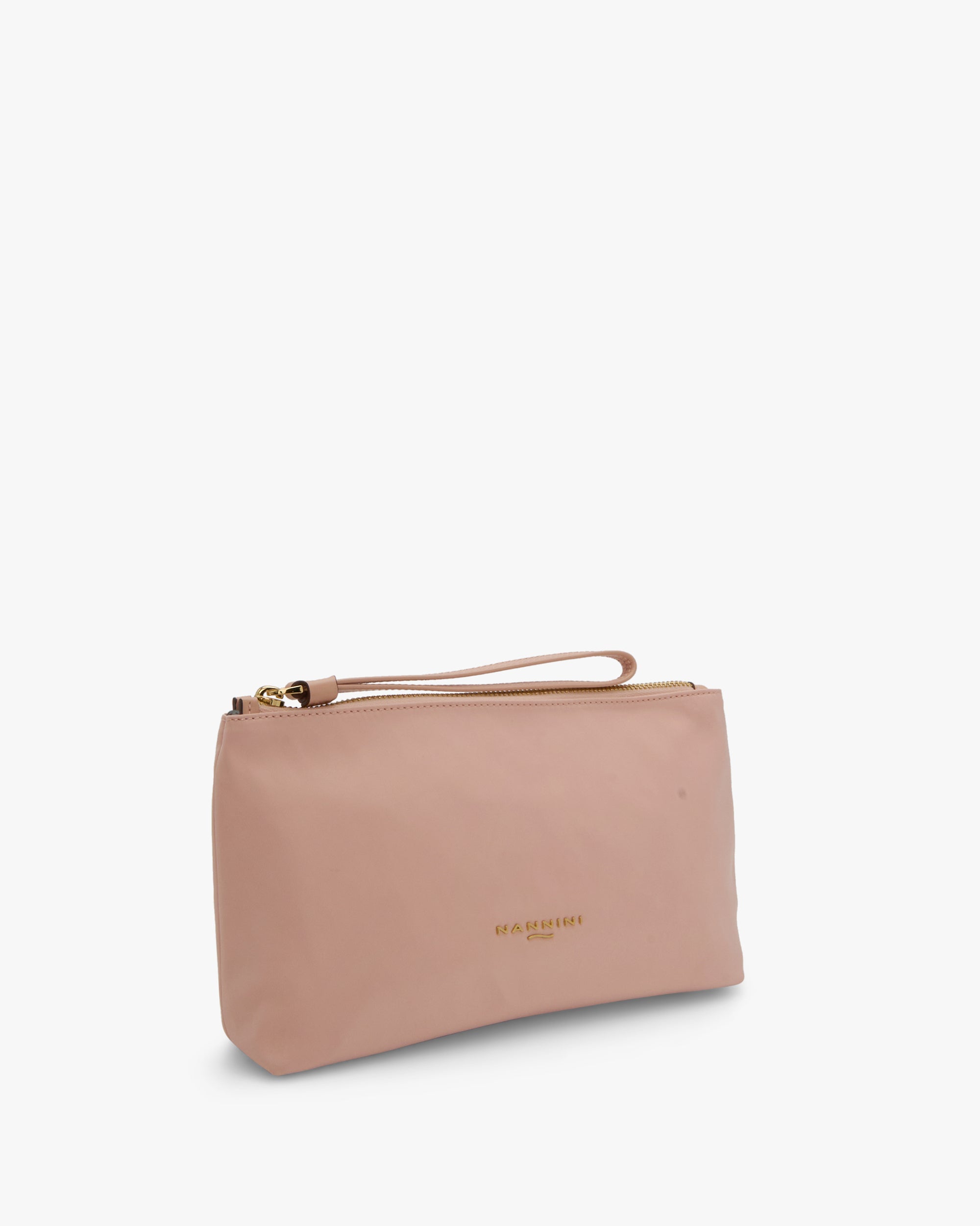NANNINI borsa mano strutturata pelle martellata rosa cipria