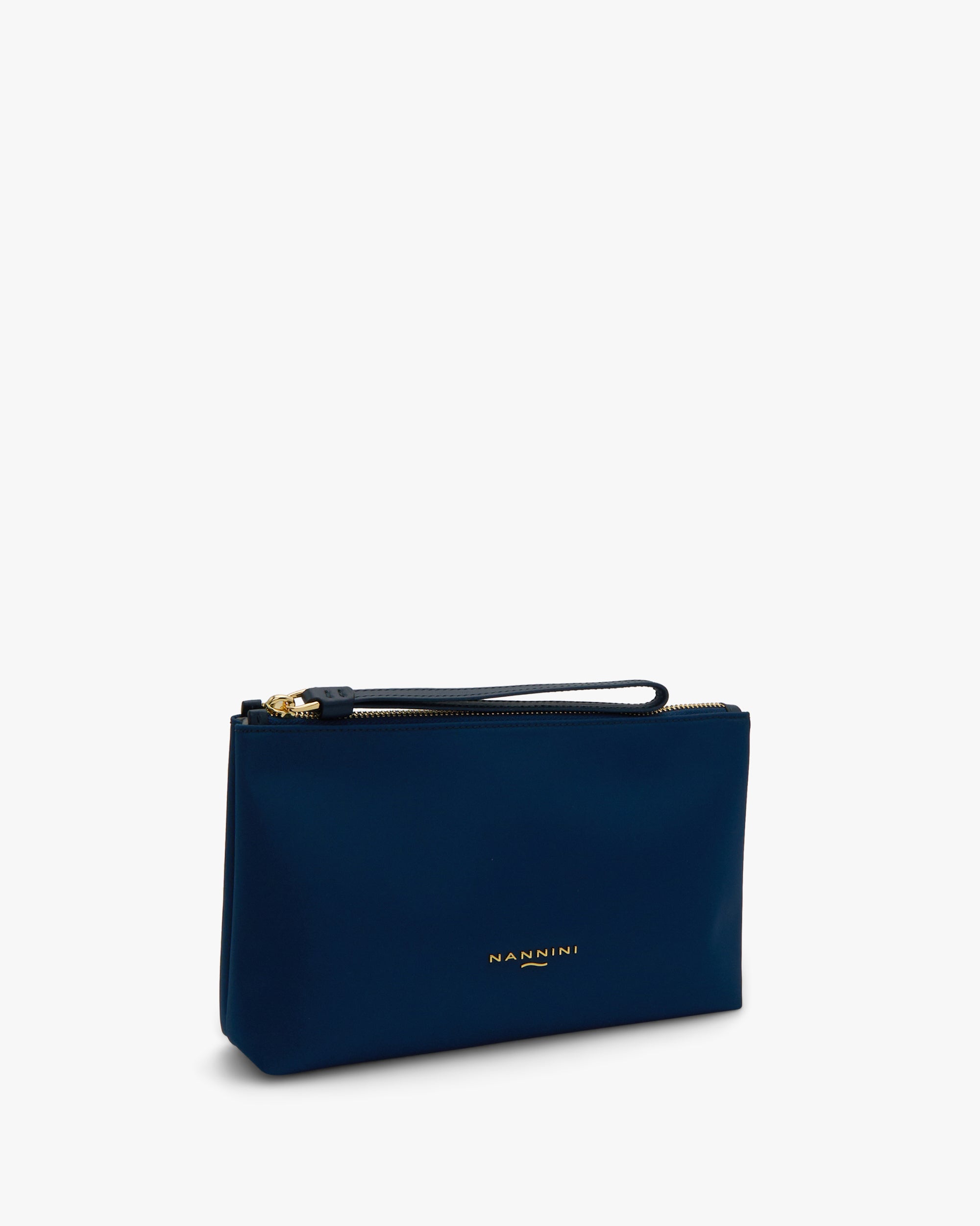 NANNINI shopper pelle intrecciata blu scuro grande manici