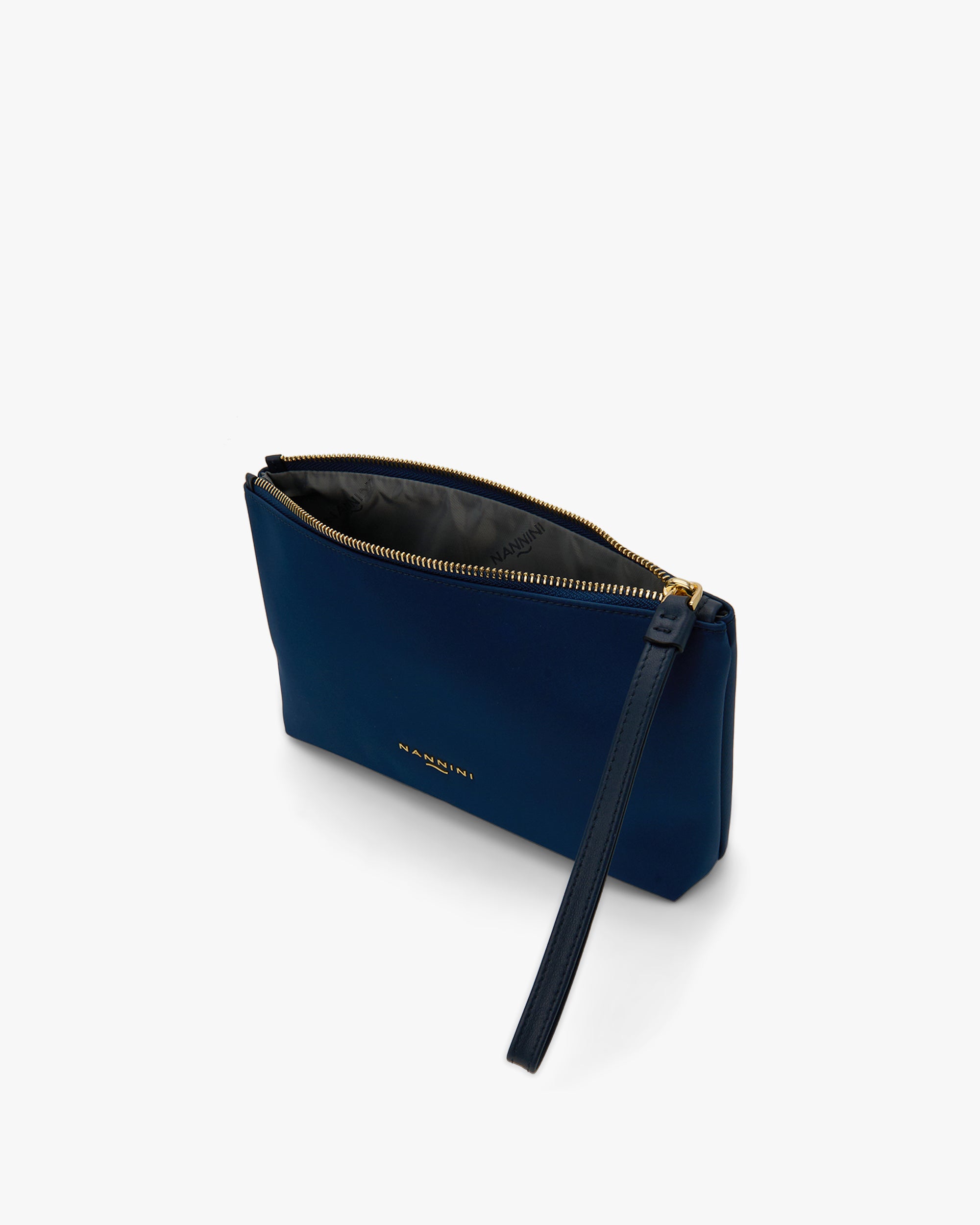 NANNINI bauletto borsa mano pelle martellata blu scuro