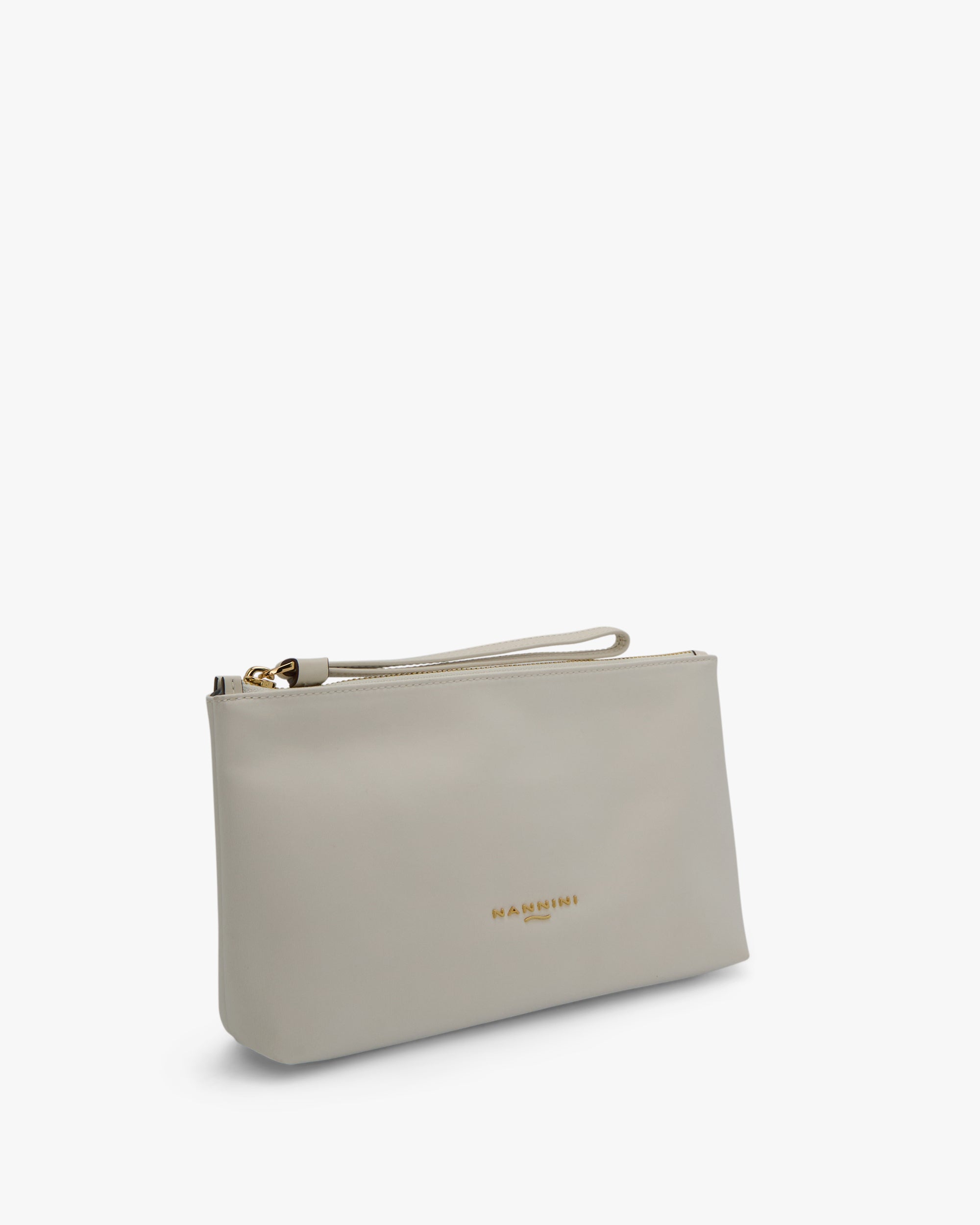 NANNINI borsa mano pelle martellata panna fibbia argento