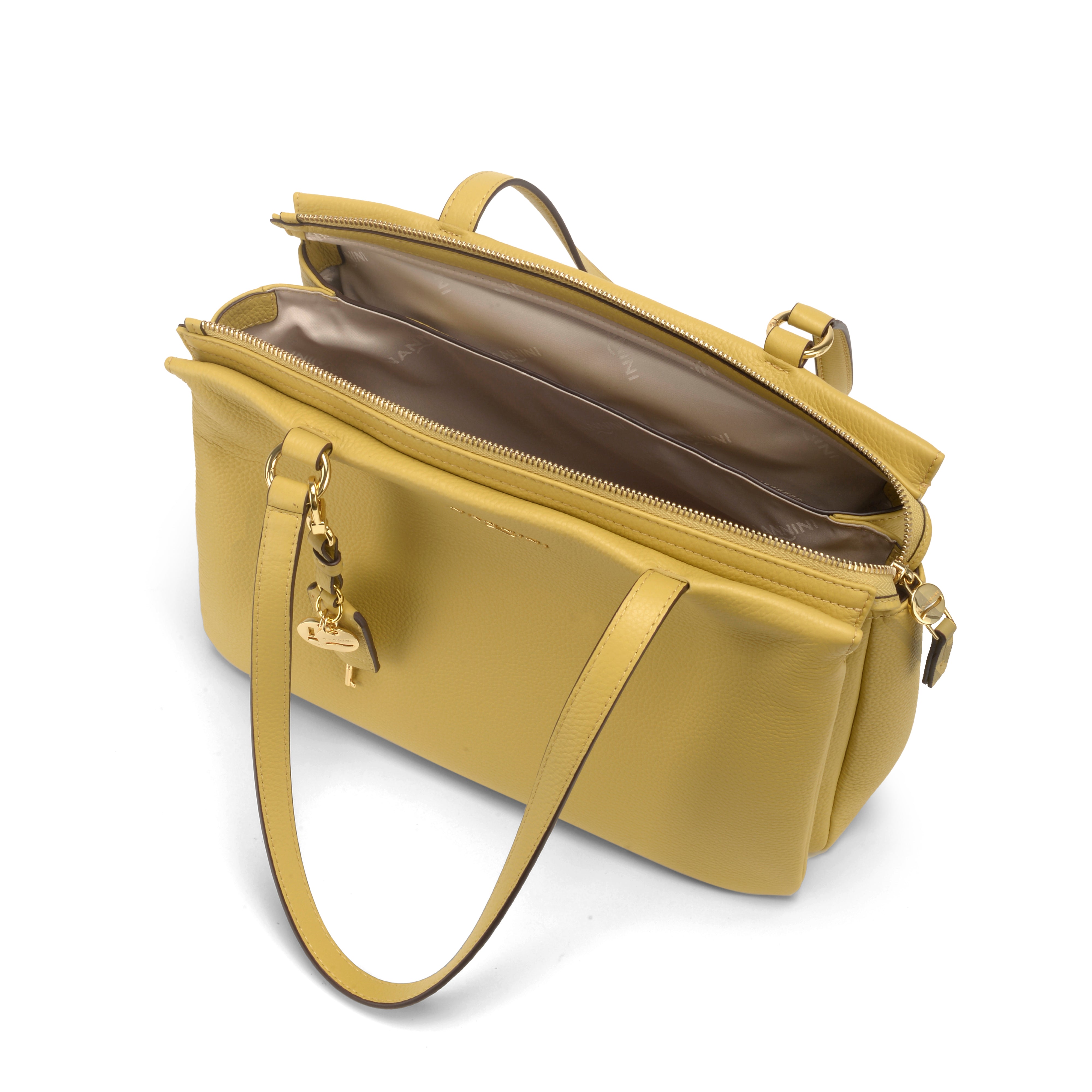 NANNINI borsa spalla donna gialla pelle martellata tracolla removibile